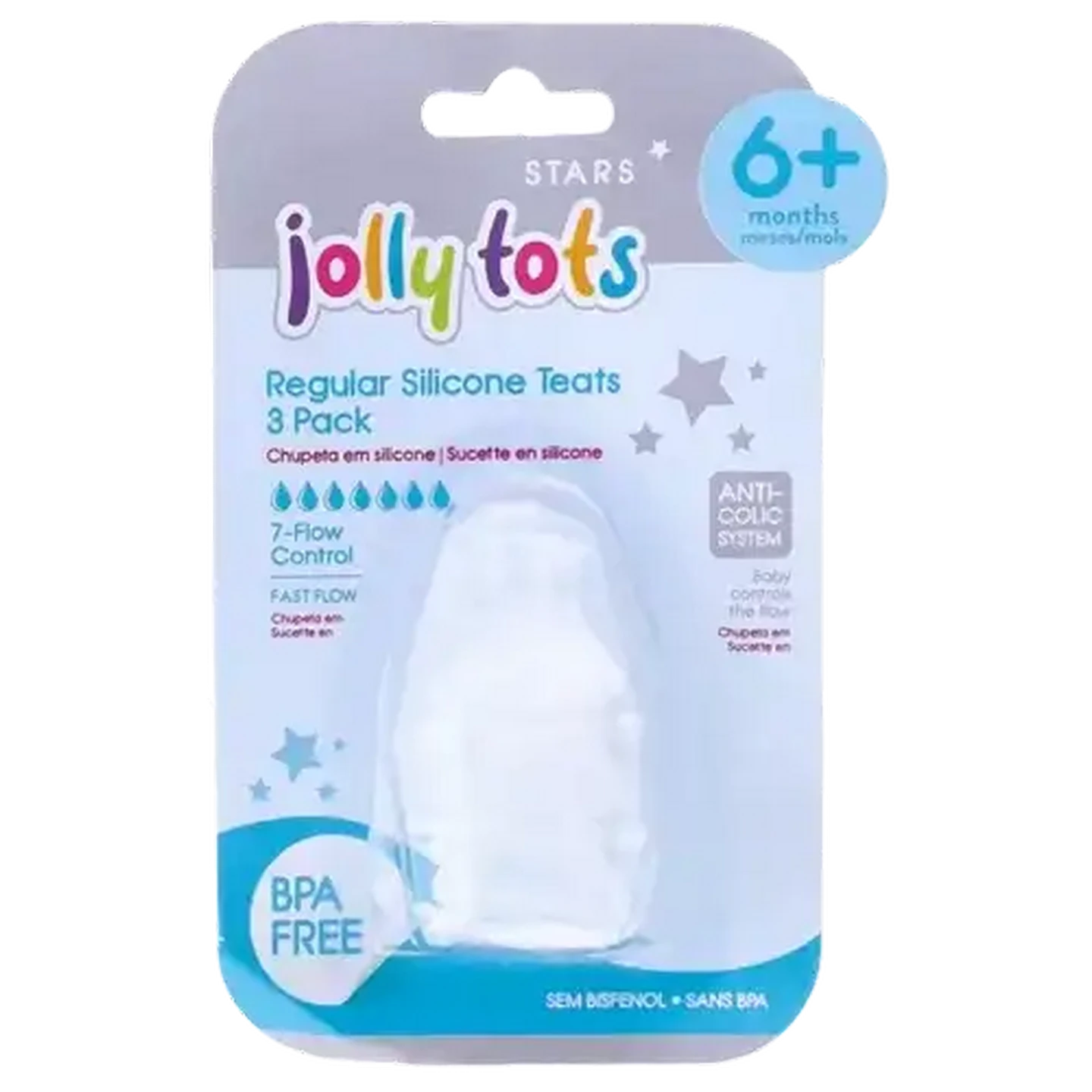 Image of Jolly Tots Regular neck Anti-Colic Teats 6 Months +