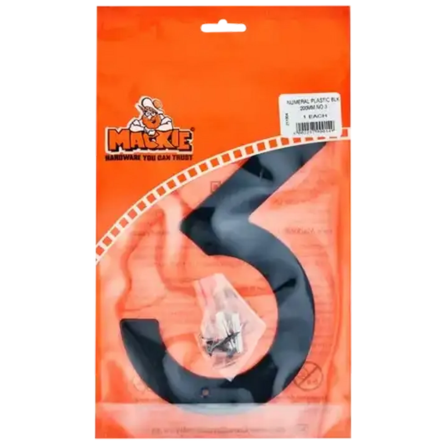 Image of Mackie Black No. 3 Plastic Number 200mm