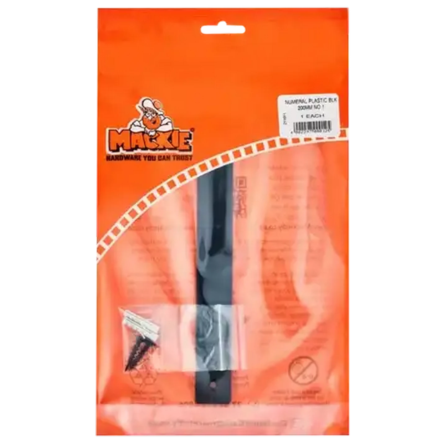 Image of Mackie Black No. 1 Plastic Number 200mm