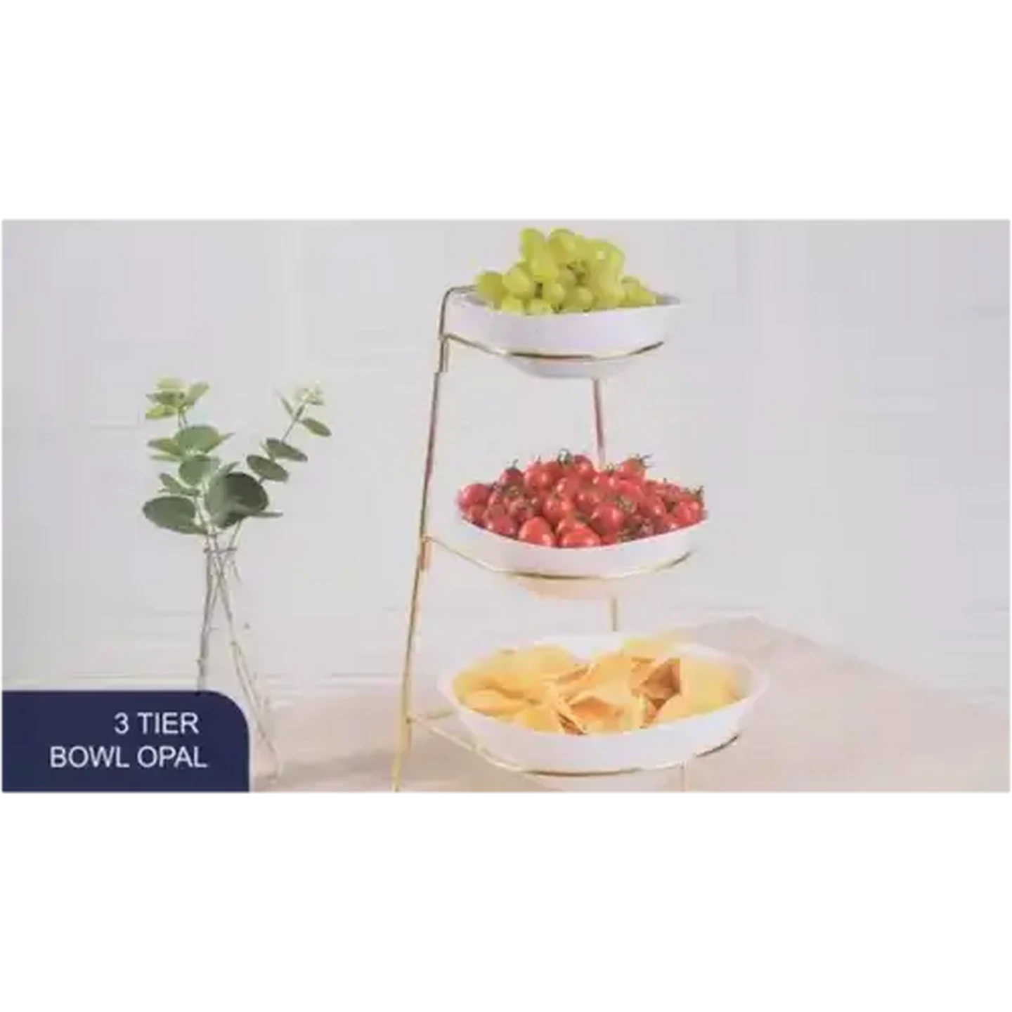 Image of Opal 3 Tier Chip & Dip Serving Bowls 3-Piece