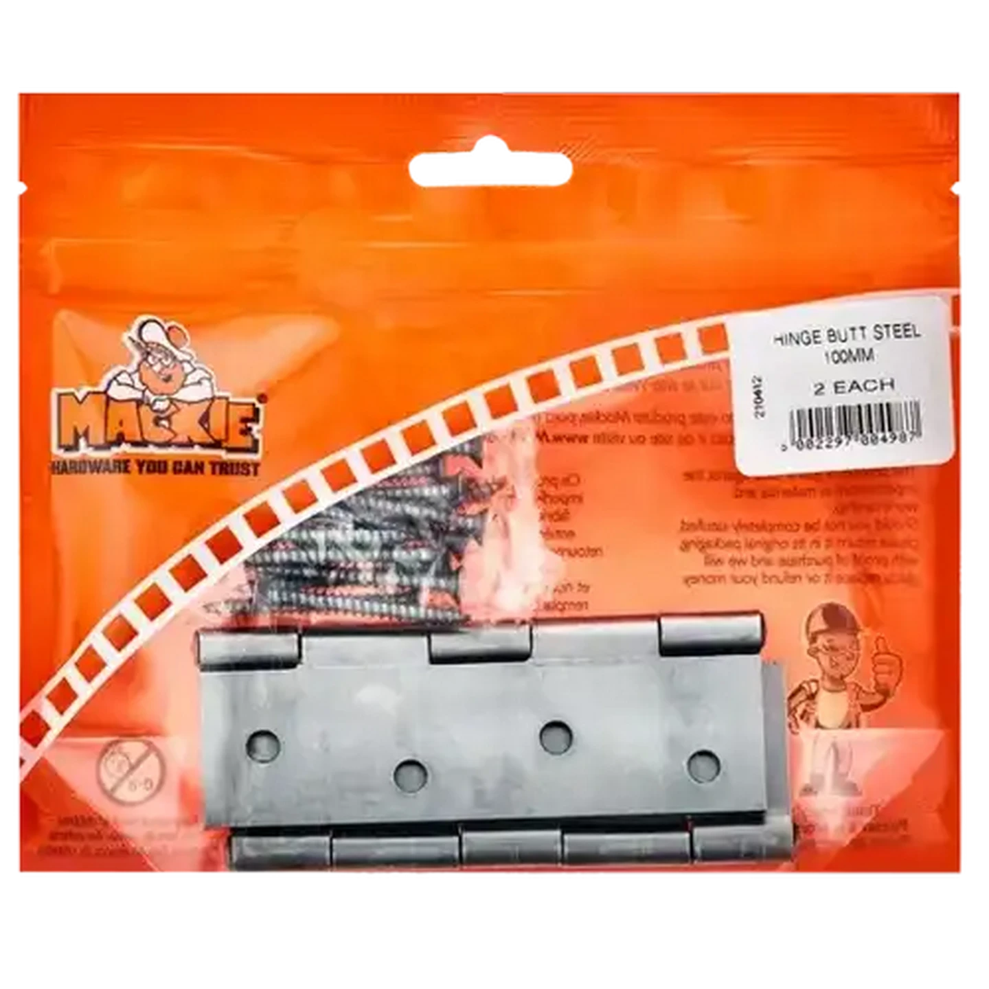 Image of Mackie Steel Door Butt Hinge 100mm