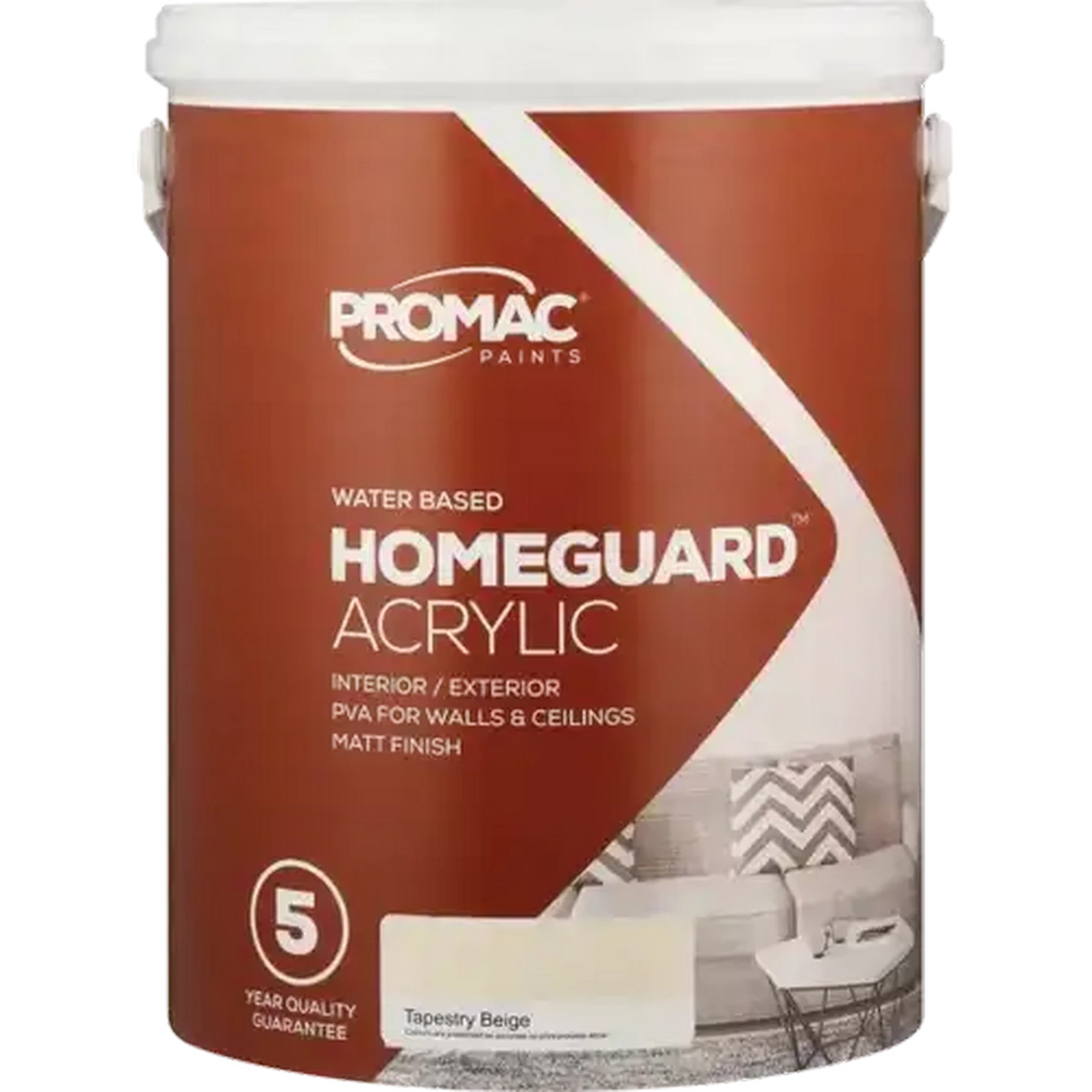 Image of Promac Paints Homeguard Acrylic Tapestry Beige Paint 5L
