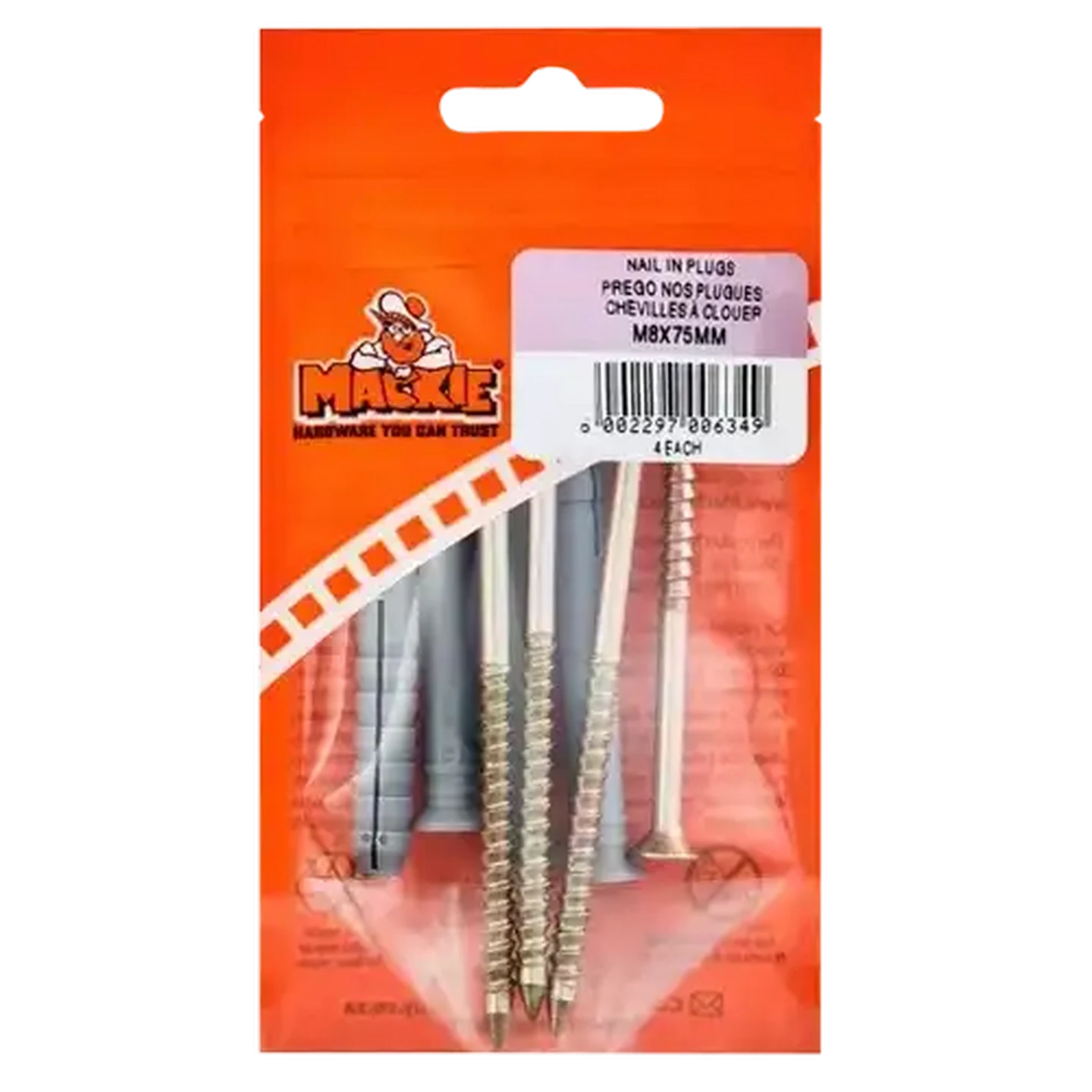 Image of Mackie Nail-in Plug 8.0 x 75mm 4 Piece