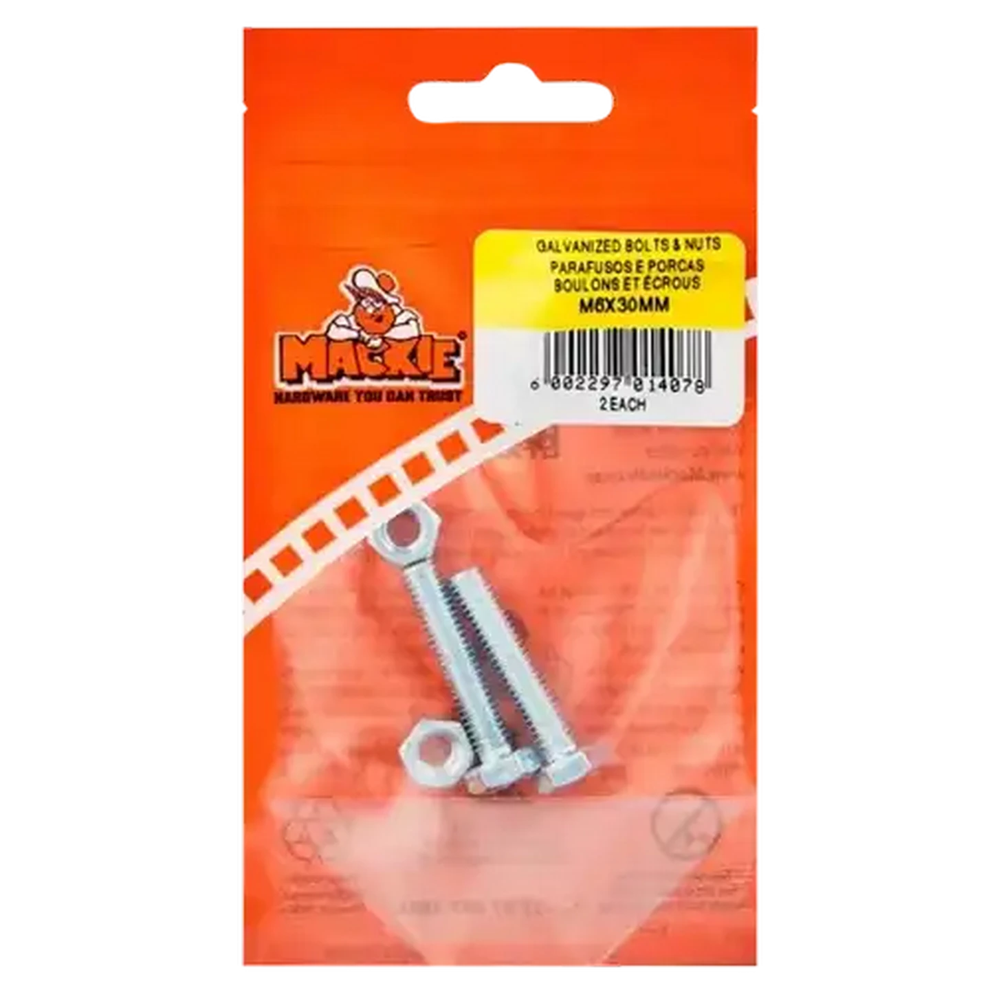 Image of Mackie Bolt & Nut M6 x 30mm 2 Piece
