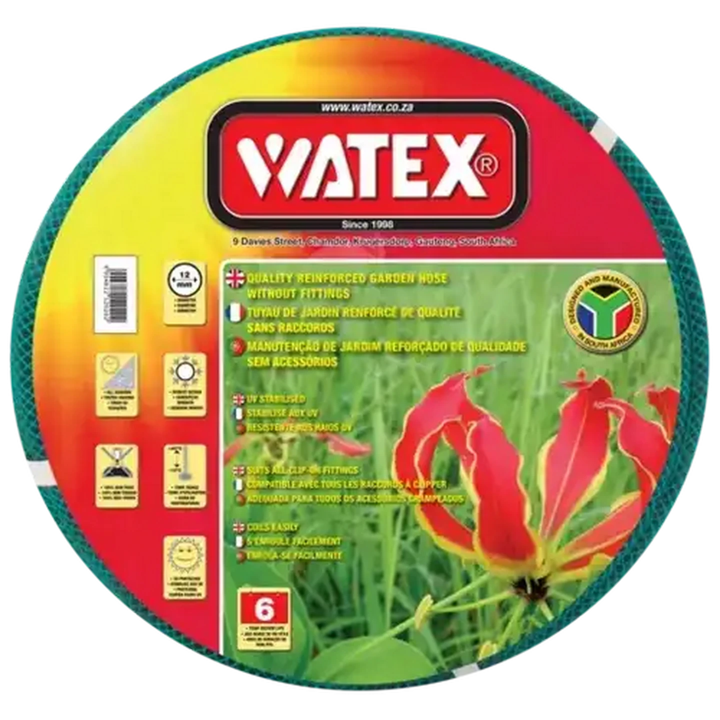 Image of Watex Reinforced Garden Hose Pipe 12mm x 20m