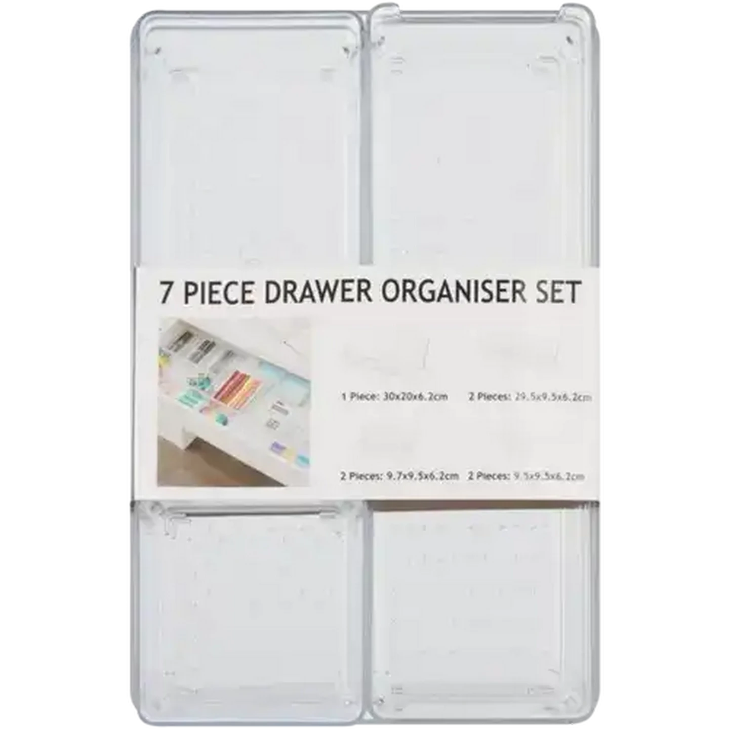 Image of Transparent Drawer Organiser Set 7 Piece