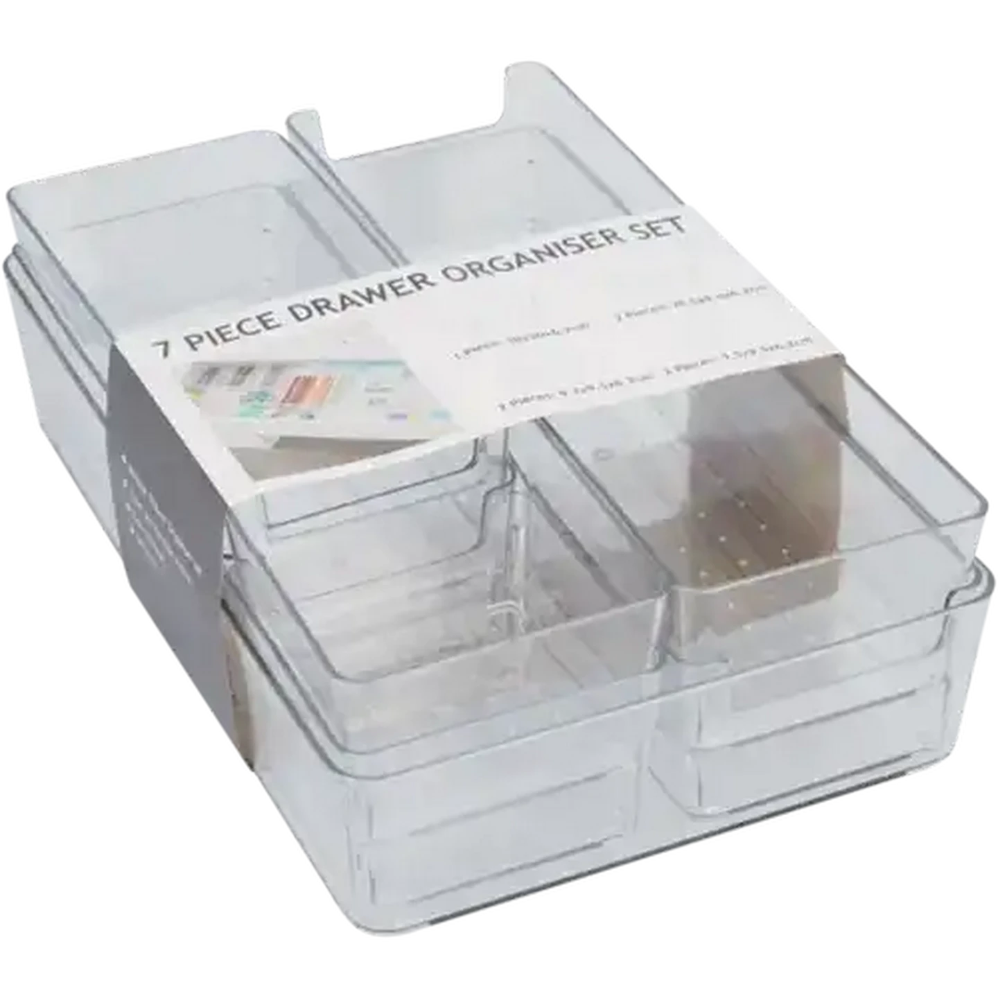 Image of Transparent Drawer Organiser Set 7 Piece