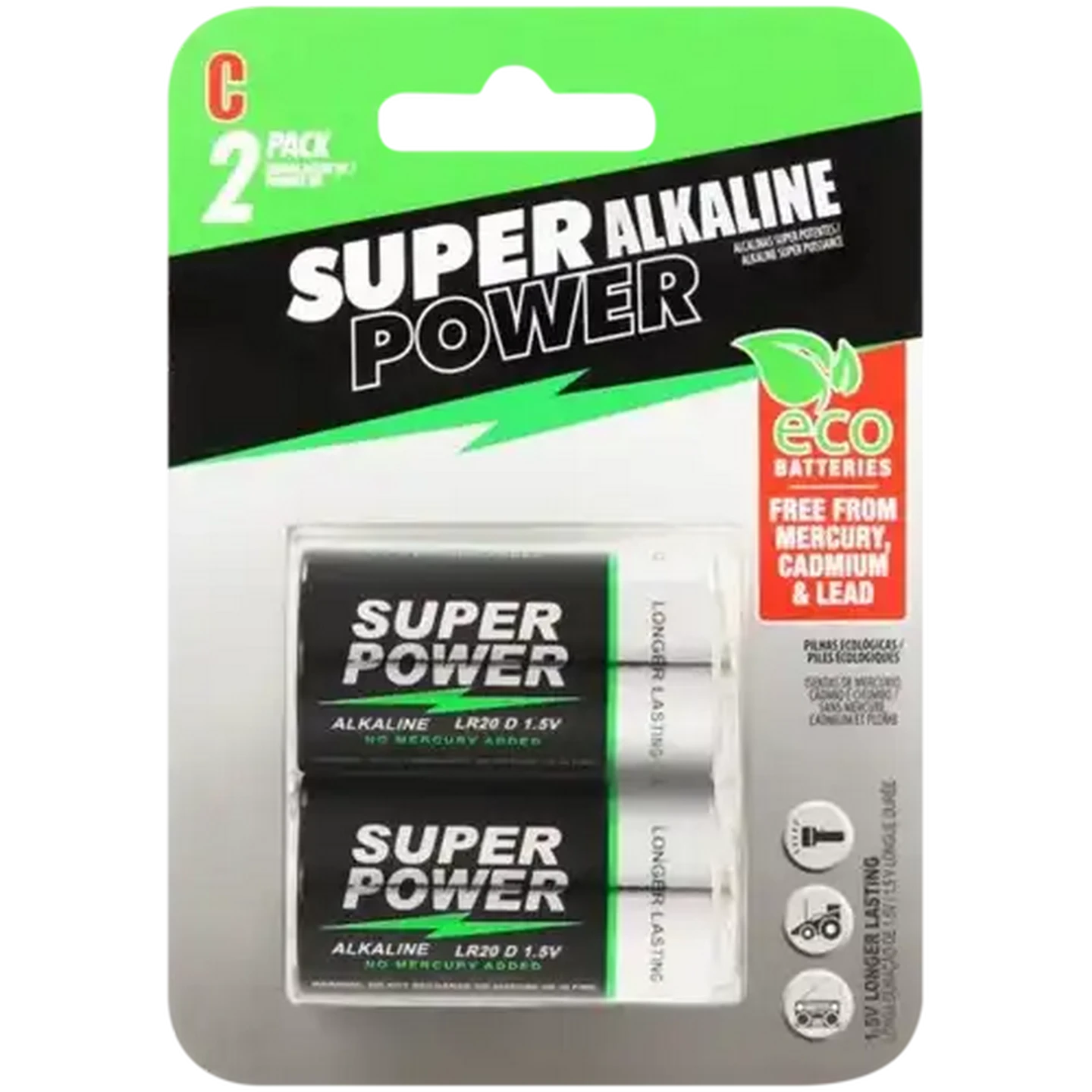 Image of Super Power C Alkaline Batteries 2-Pack