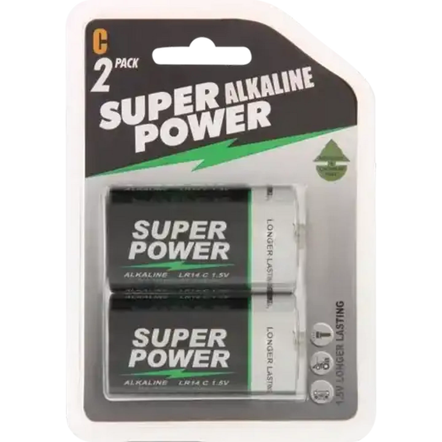 Image of Super Power C Alkaline Batteries 2-Pack