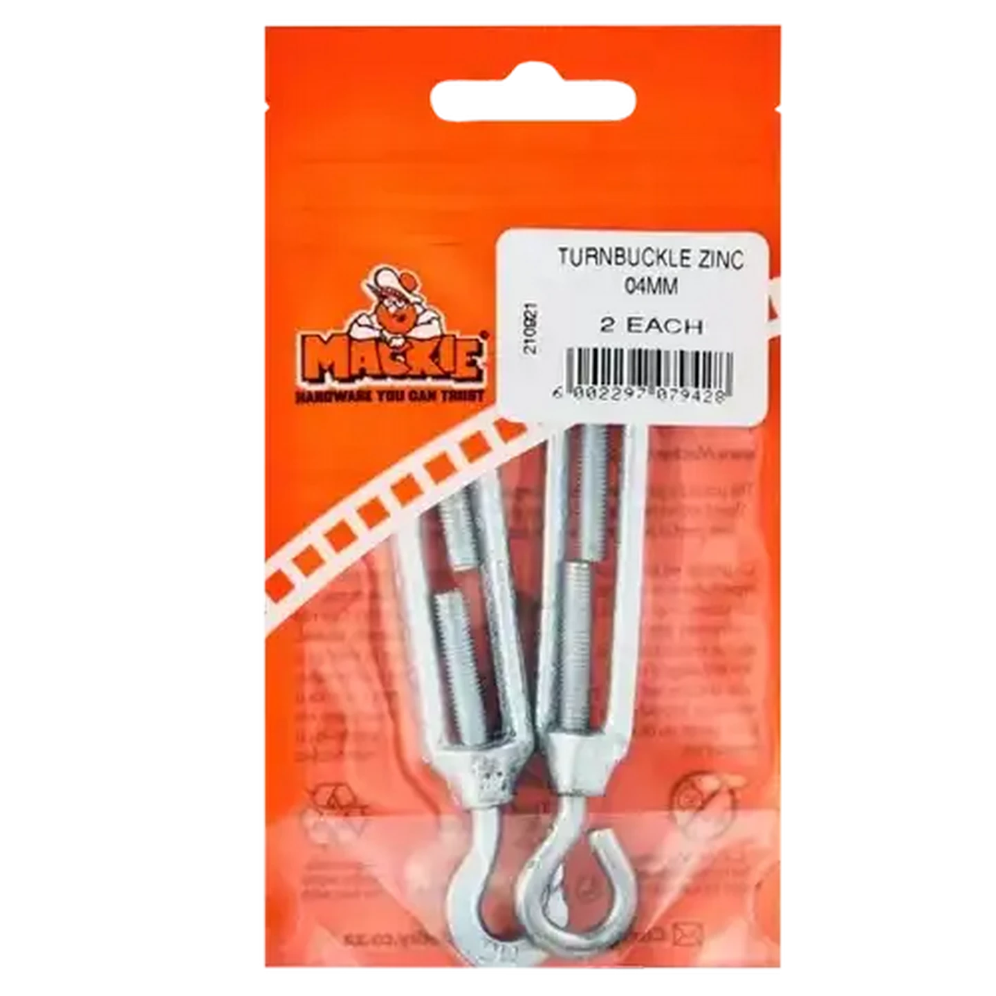 Image of Mackie Mild Steel Turn Buckle 4mm 2 Piece
