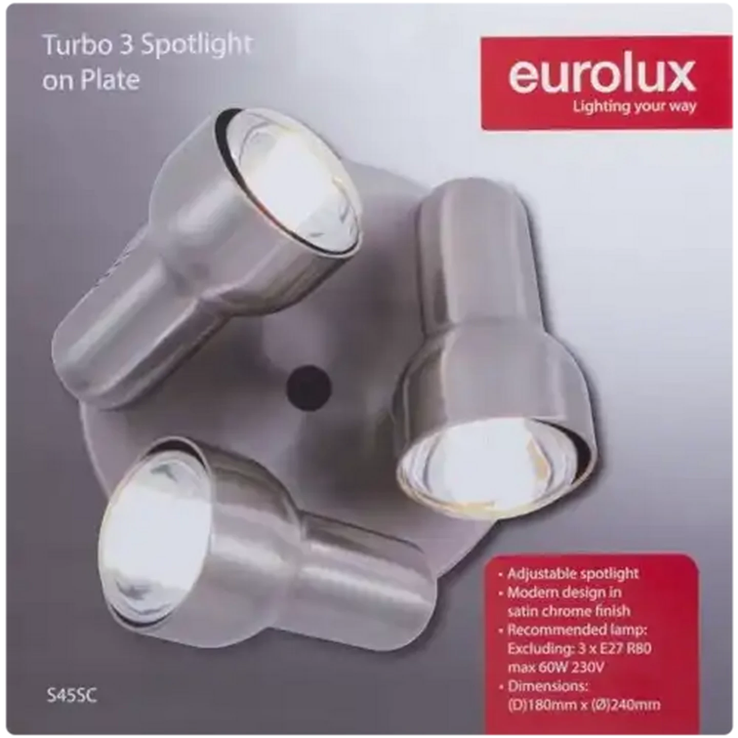 Image of Eurolux S45SC 3LT Satin Chrome Turbo Spotlight 240mm