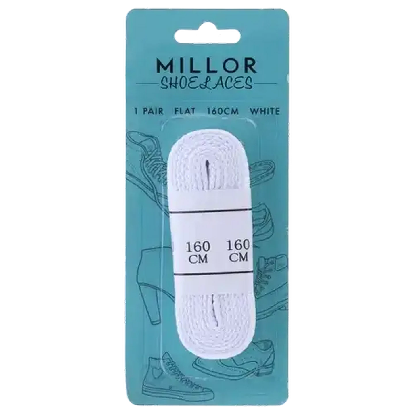 Image of Millor Flat White Shoe Laces 160cm
