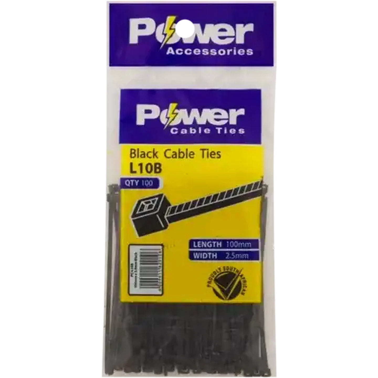 Image of Power Black Cable Ties 100mm 100-Pack