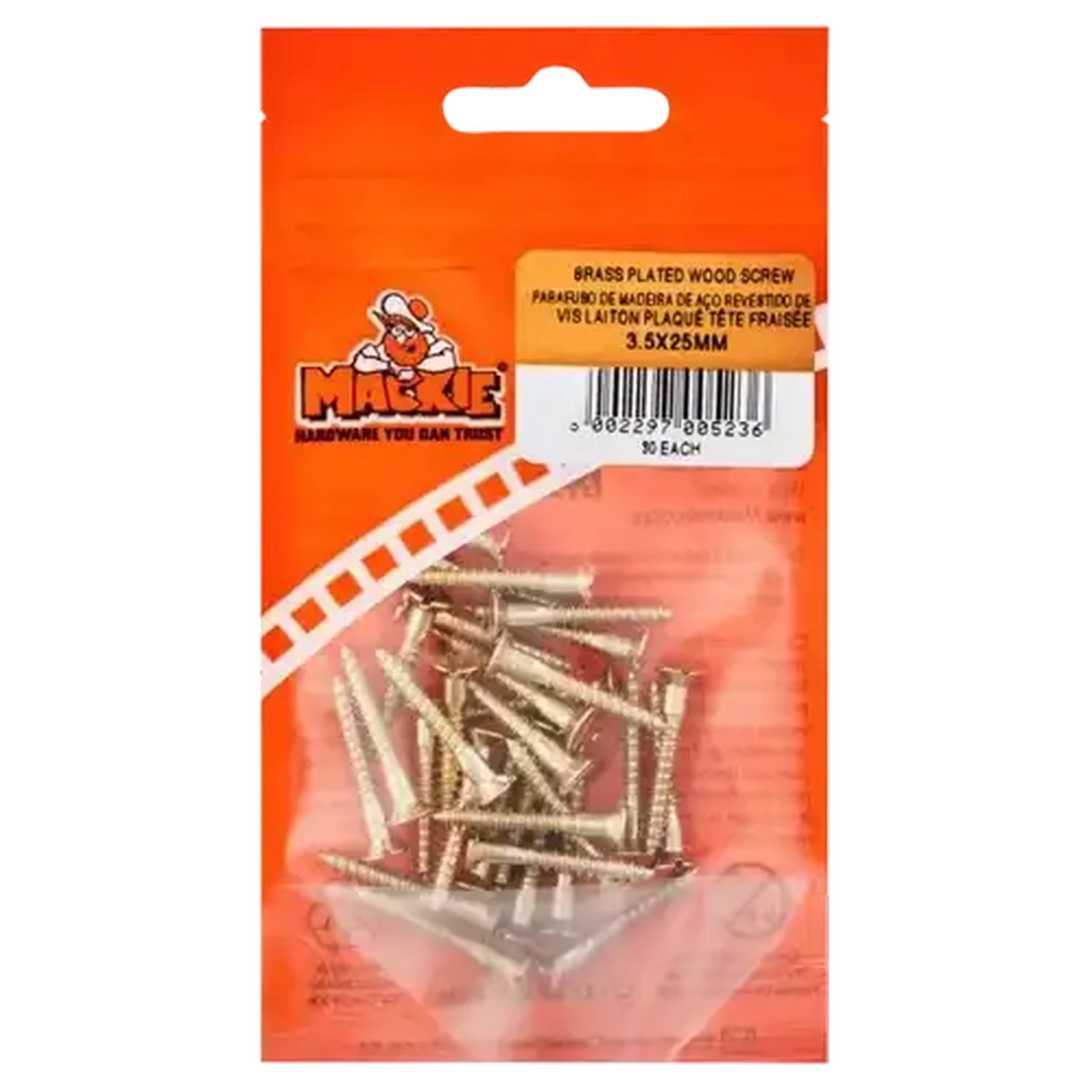 Image of Mackie Brass Wood Screw 3.5 x 25mm 30-Pack