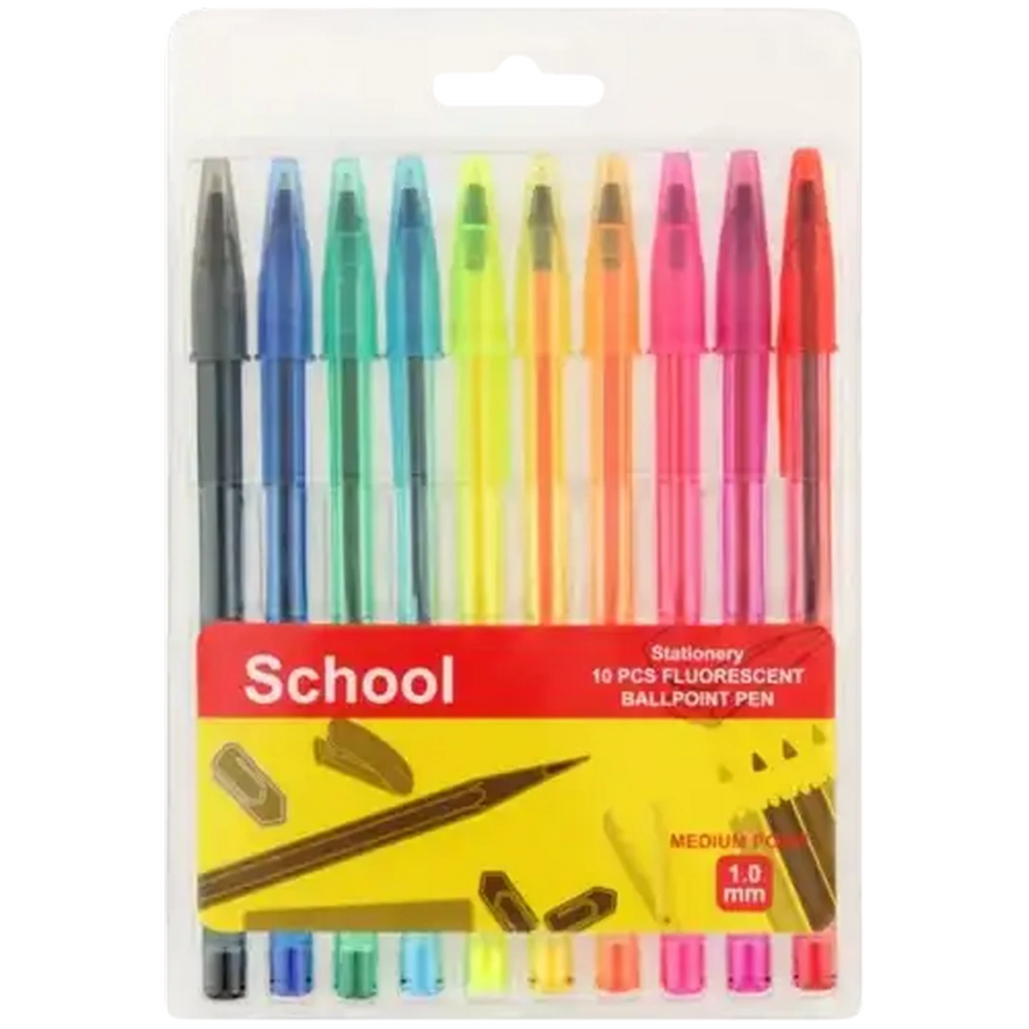 筆（まとめ売り） Checkers Sixty60 | School Assorted Fluorescent Ballpoint Pens 10