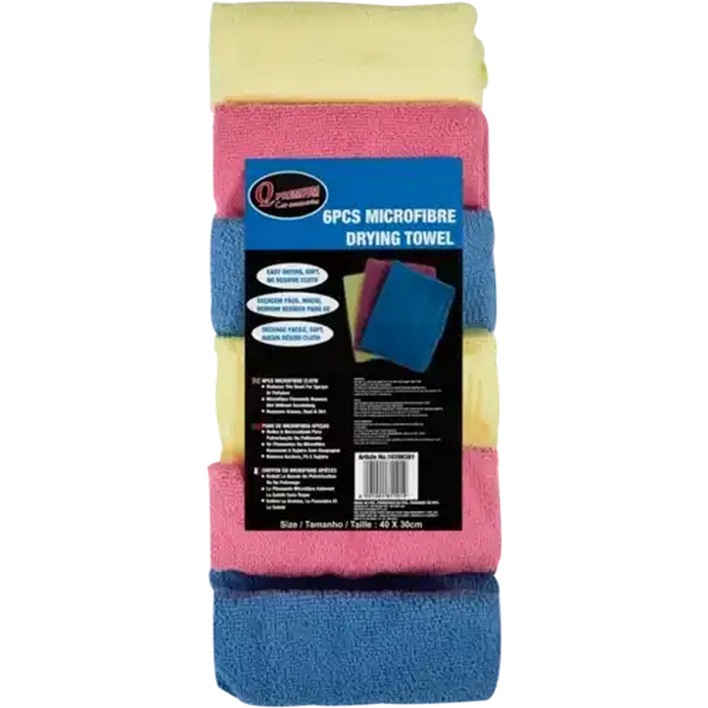 Image of Q Premium Multicoloured Microfibre Drying Towels 6 Piece