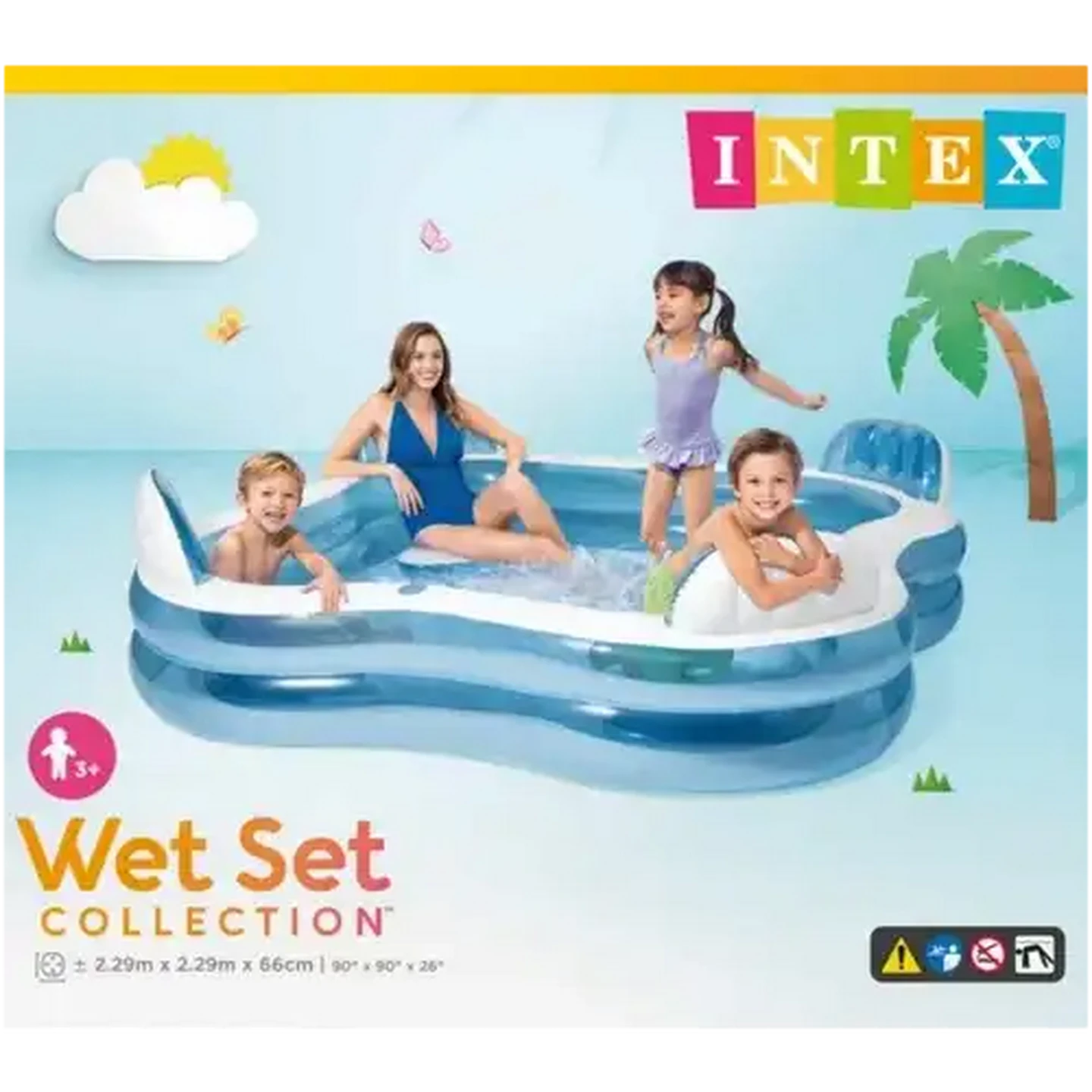 Image of Intex Blue & White Swim Centre Inflatable Pool Lounger 229 x 229 x 66cm