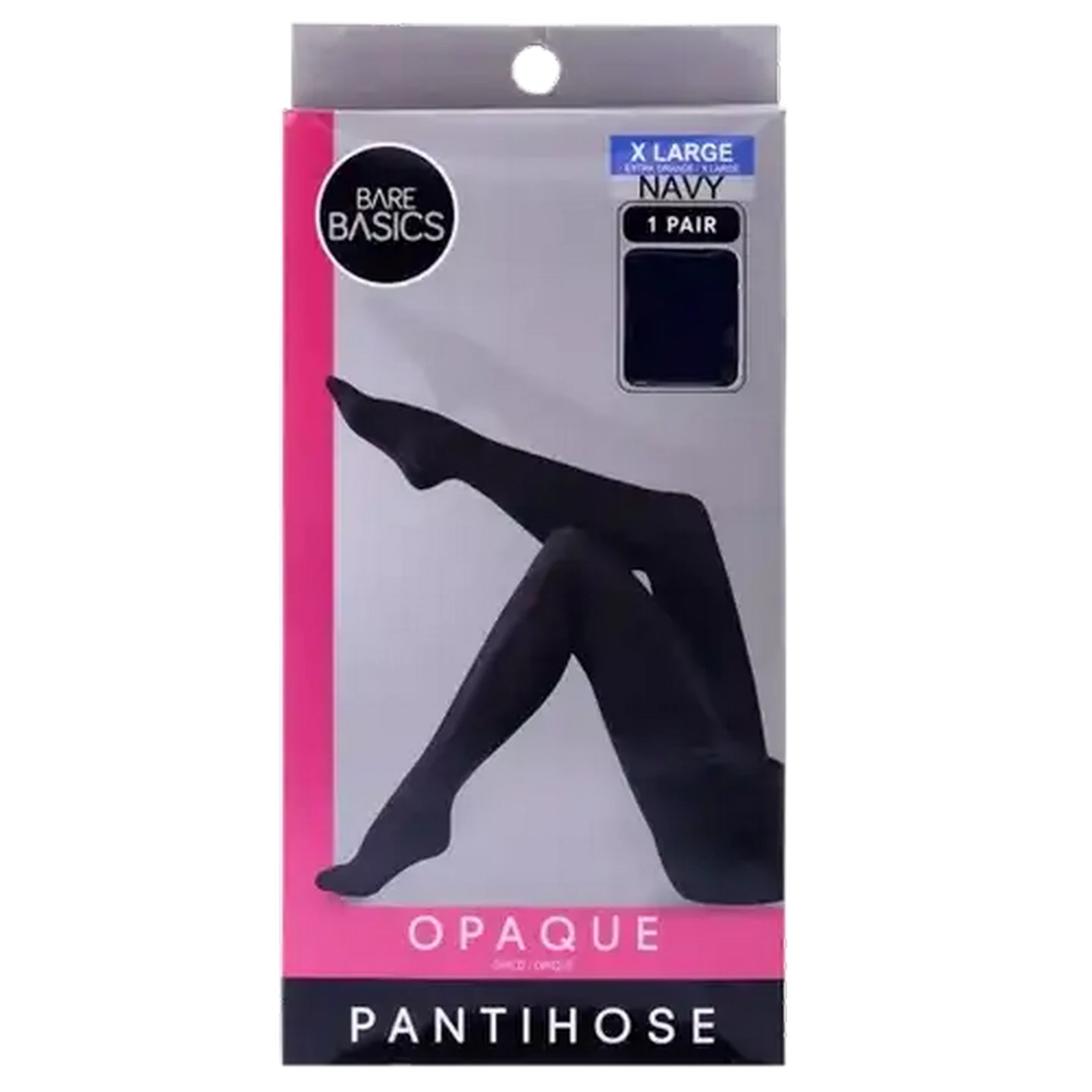 Image of Bare Basics Navy Opaque Extra Large Pantyhose