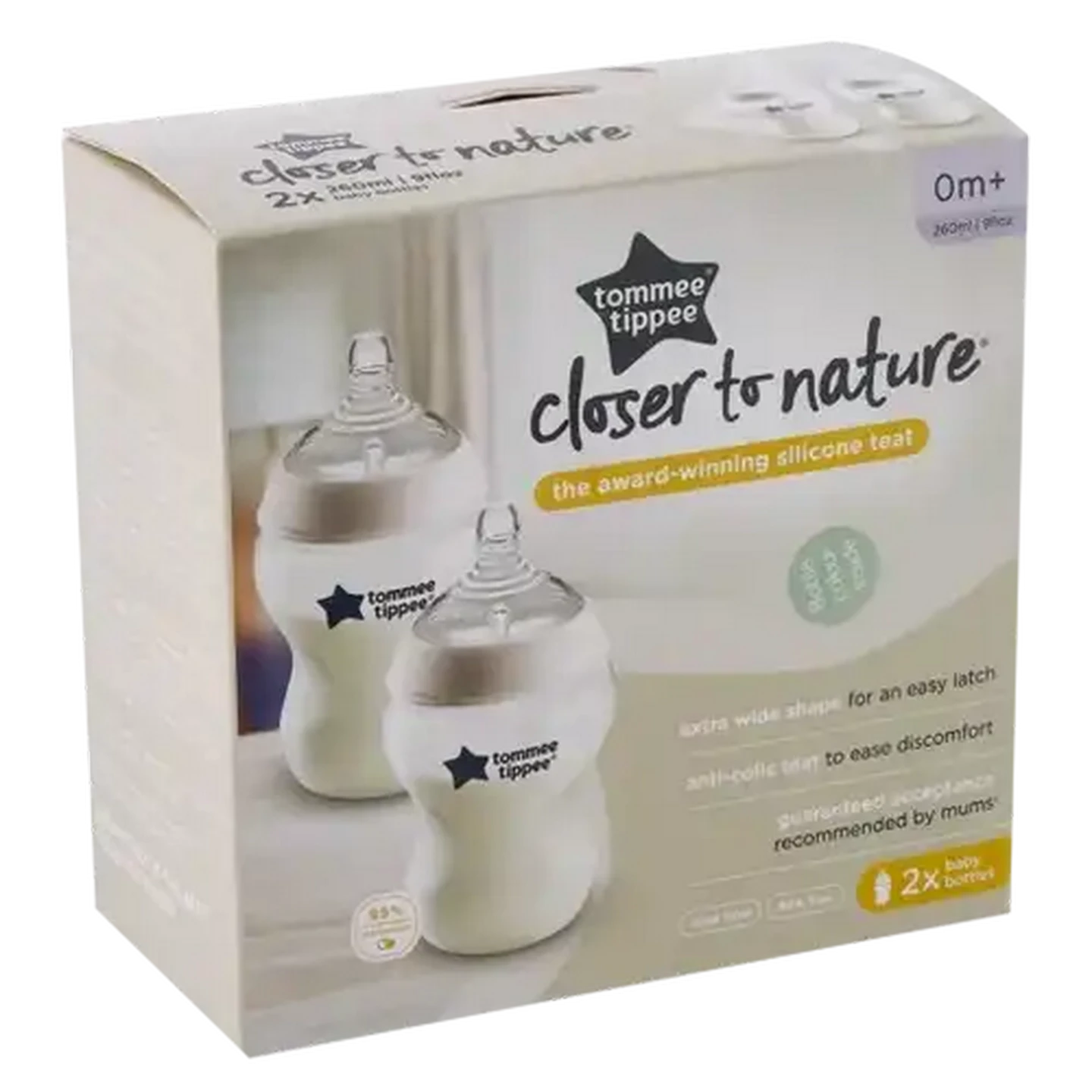 Image of Tommee Tippee Natural Start 260ml Self-Sterilising Clear Bottle 2-Pack 0 Months +
