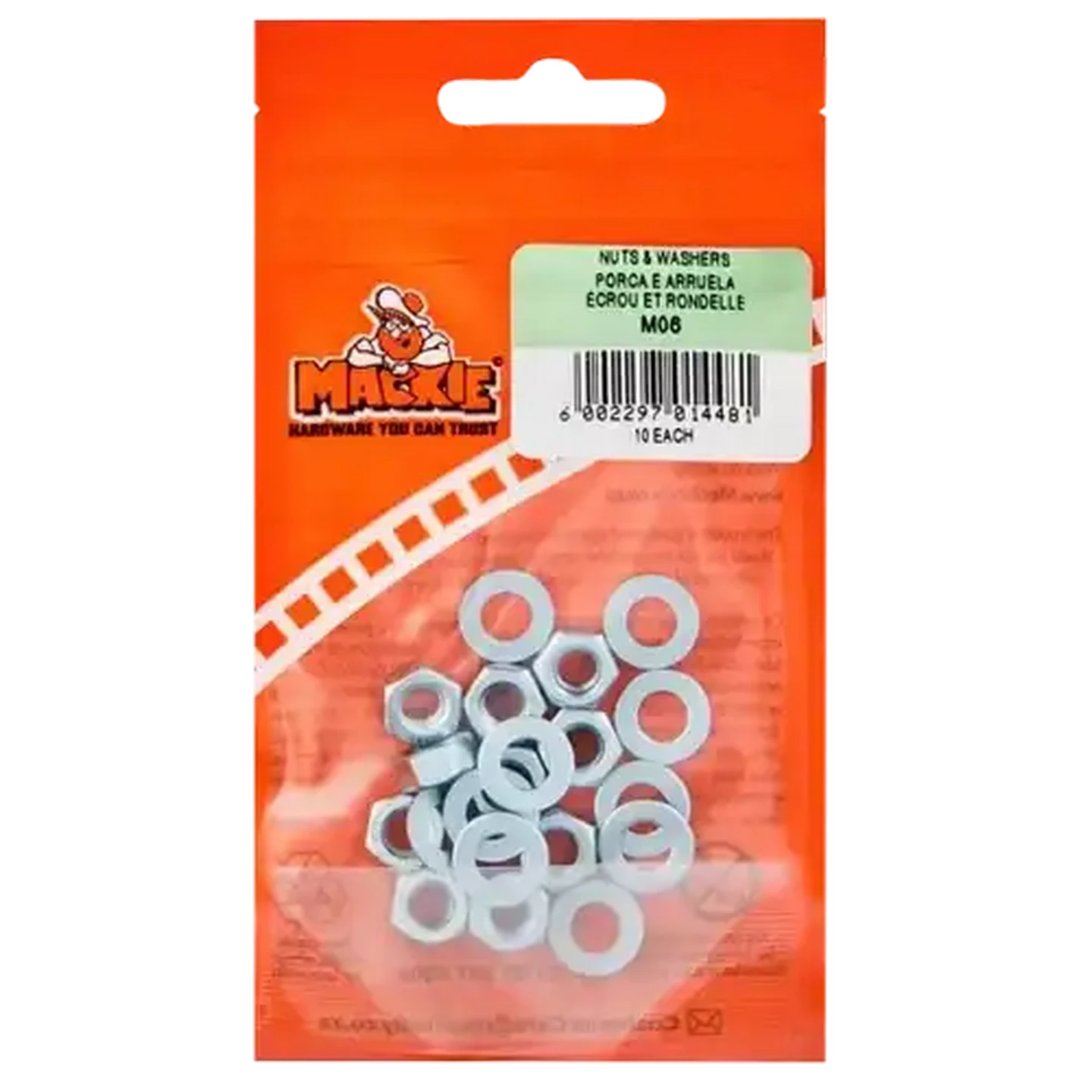Image of Mackie Nut & Washer M6 10 Piece