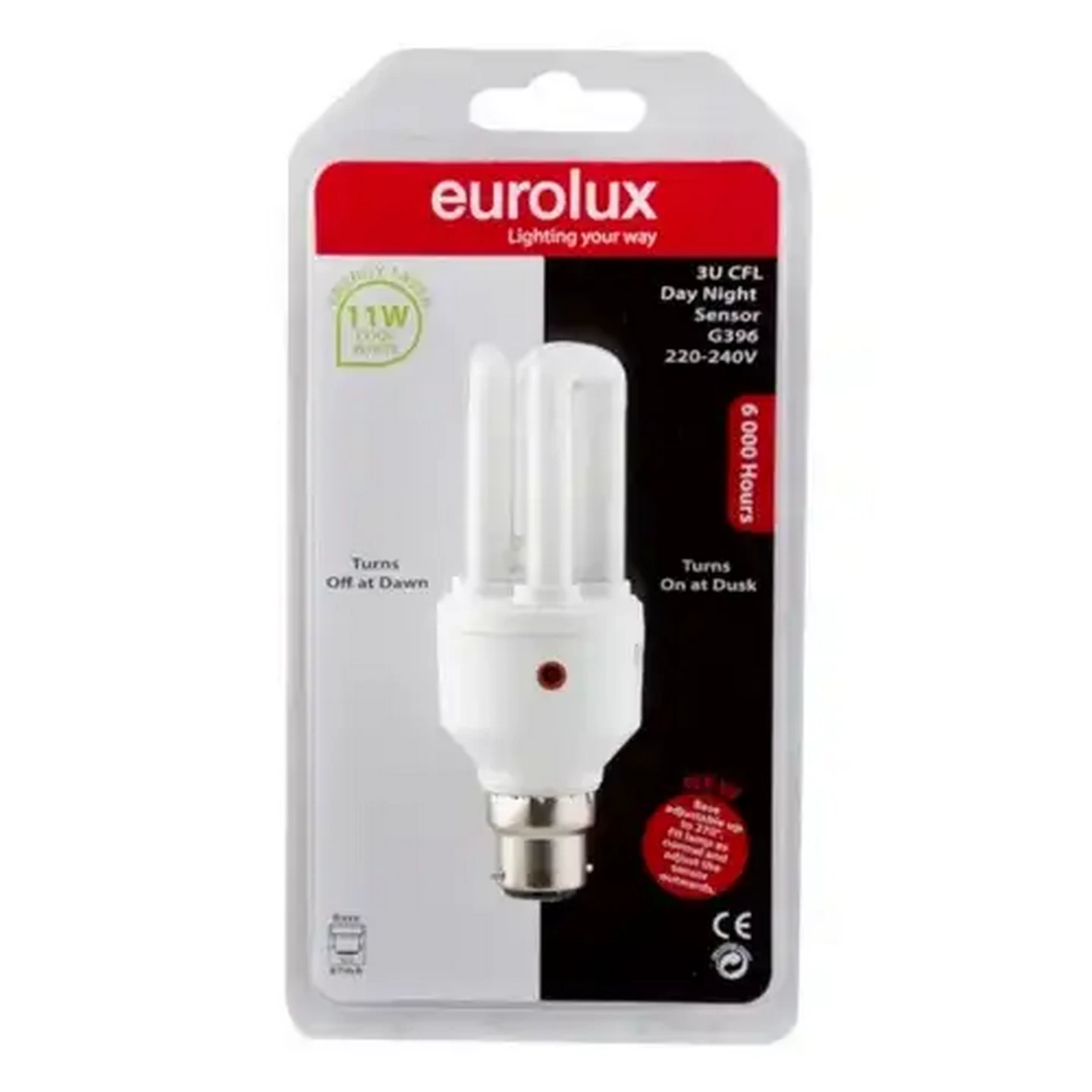 Image of Eurolux G396 Cool White CFL 3U B22 Day/Night Sensor Light 11W