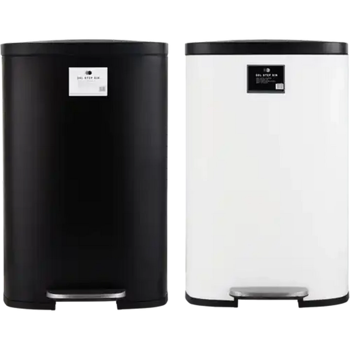 Image of Black or White Iron Soft-Close Rectangular Step Bin 50L (Colour May Vary)