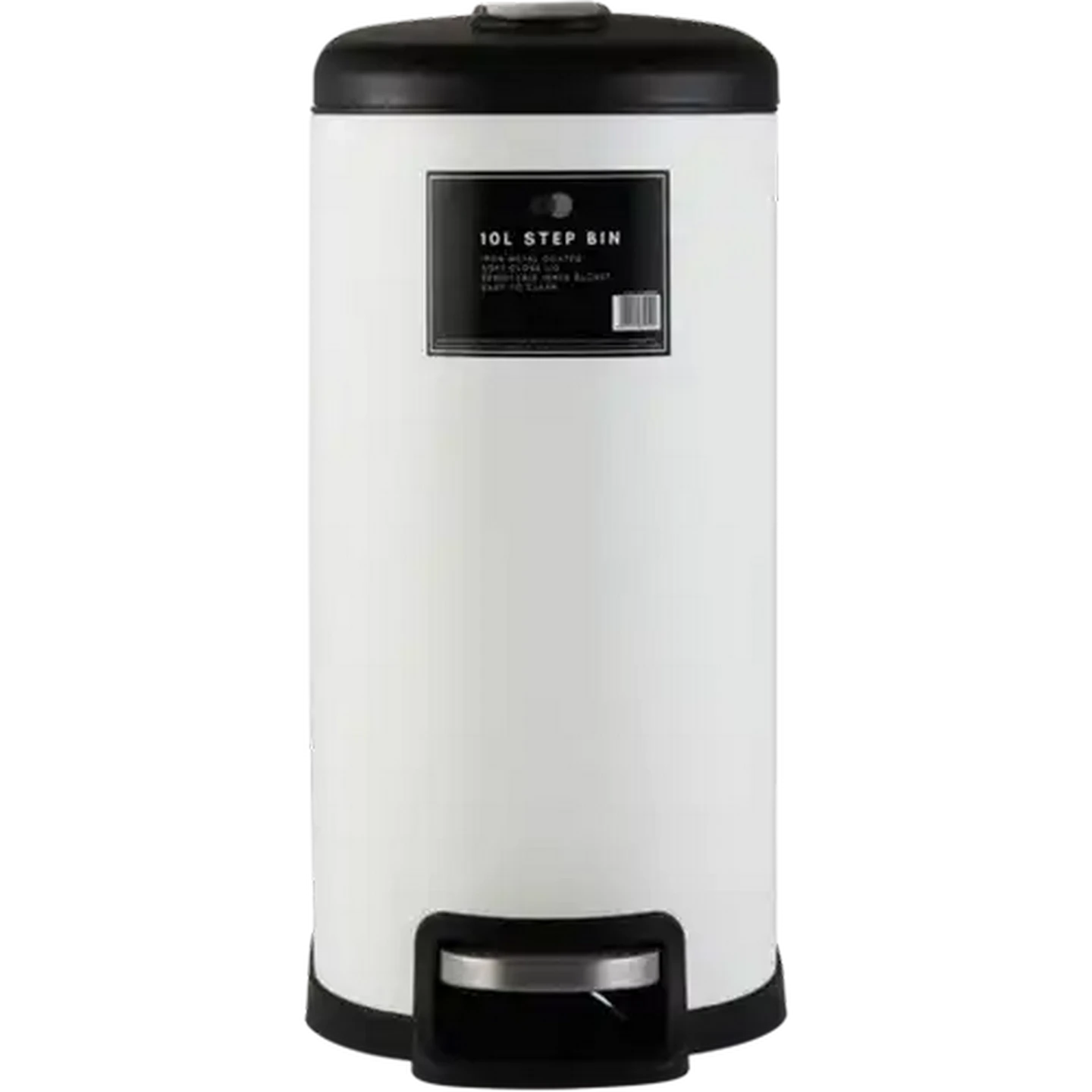 Image of White Iron Step Bin With Soft Close Lid 10L