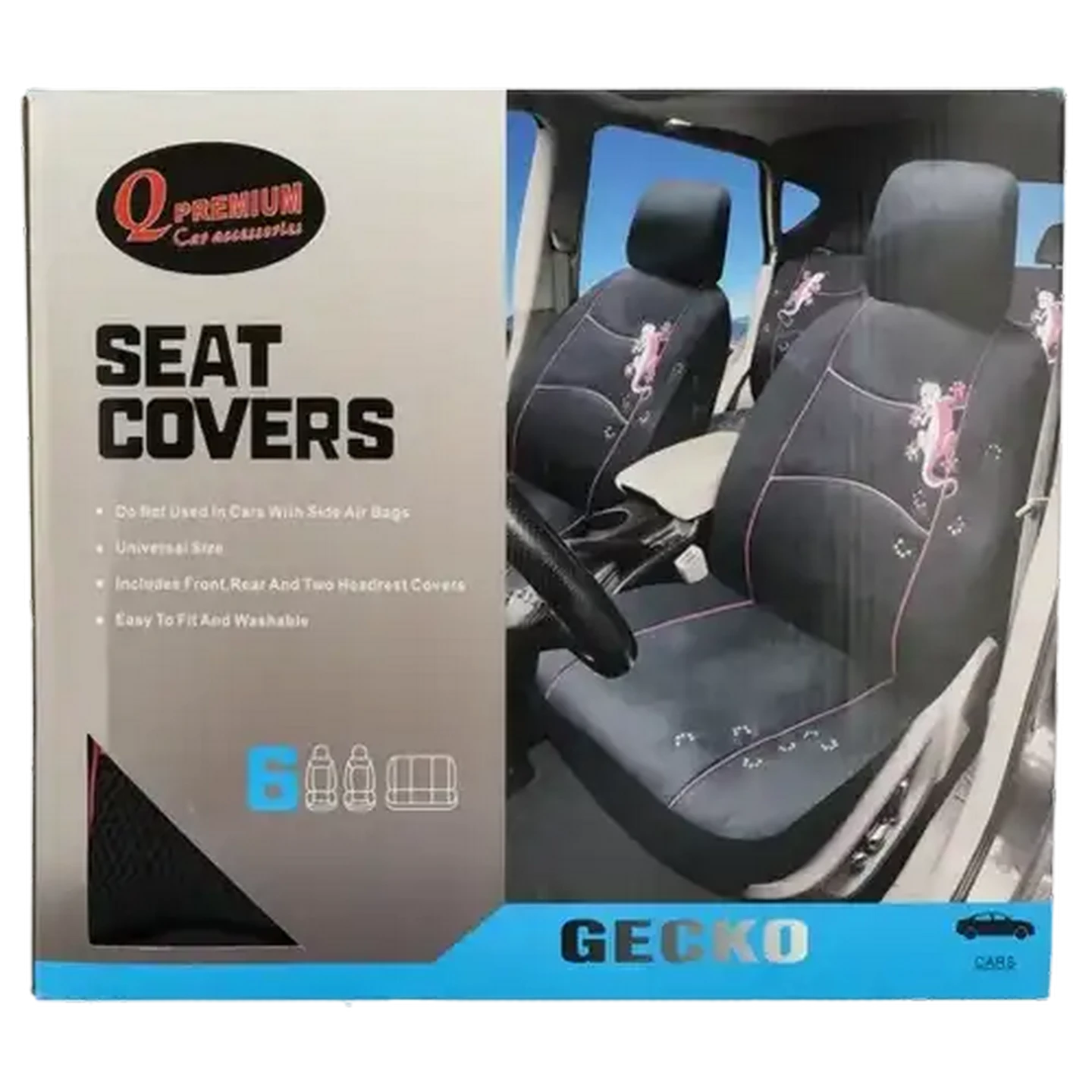 Image of Q Premium Gecko Car Seat Covers 6 Piece