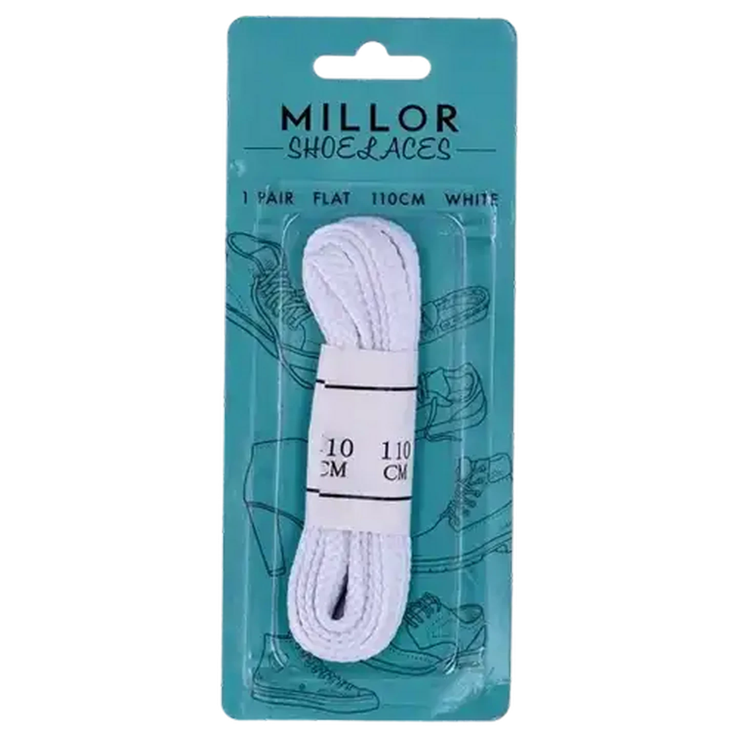 Image of Millor Waxed White Flat Shoe Laces 110cm