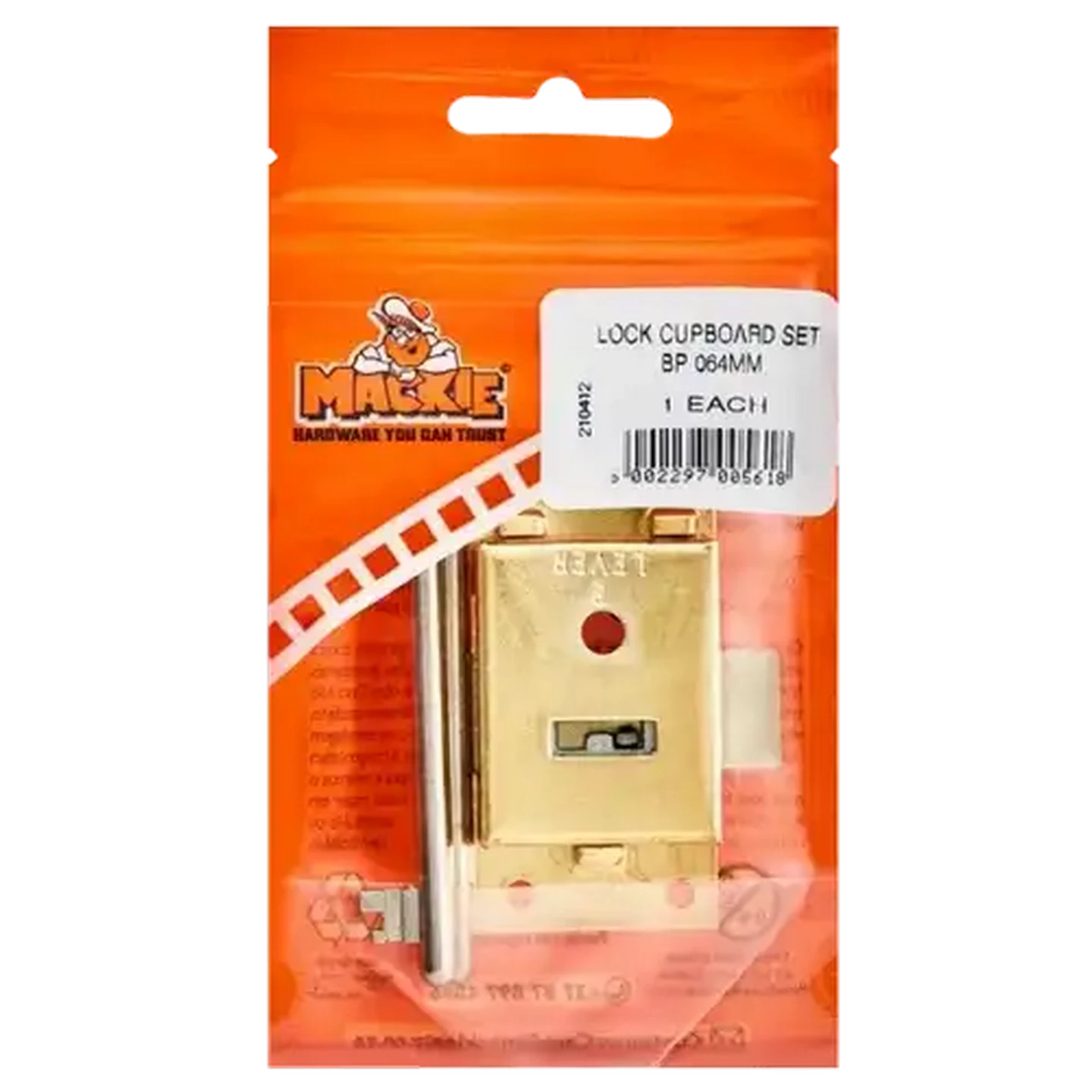 Checkers Sixty60 | Mackie Brass Plated 2 Lever Cupboard Lock 64mm
