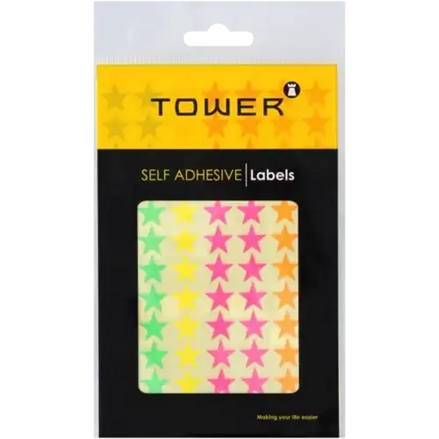 Image of TOWER Multicoloured Fluorescent Self-Adhesive Star Stickers 168 Piece