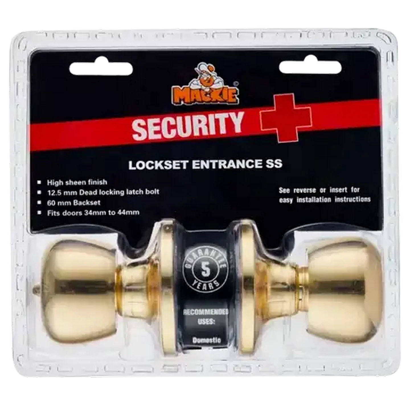 Image of Mackie Polish Brass Finish Entrance Lockset Tubular