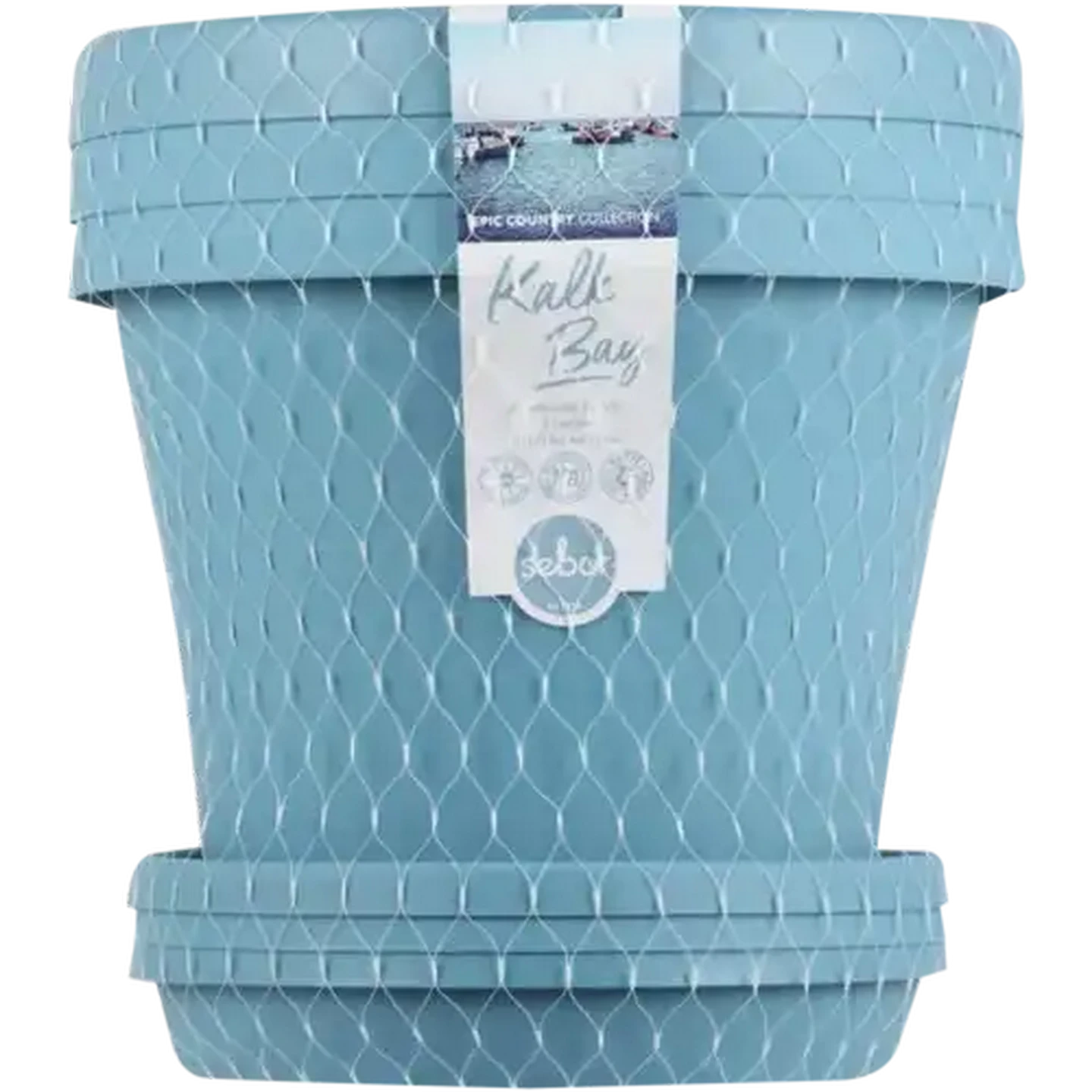 Image of Sebor Blue Kalk Bay Pot Plant Set 20cm 3 Piece