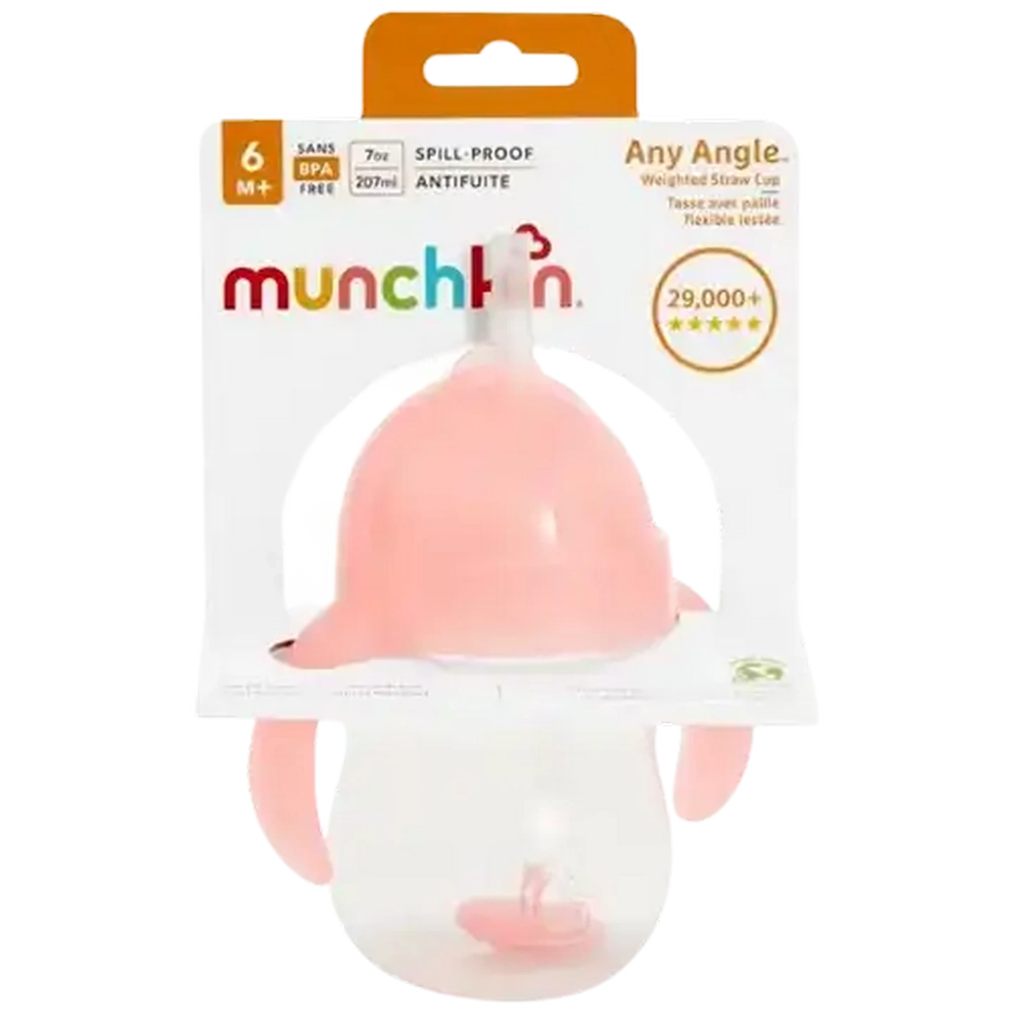 Image of Munchkin Pink Weighted 207ml Straw Cup 6 Months +