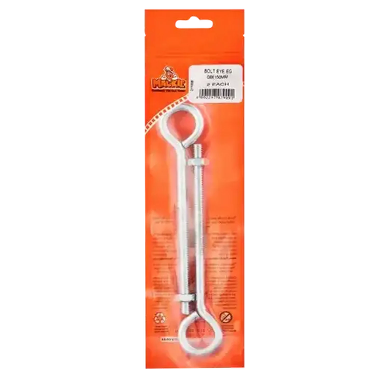 Image of Mackie Mild Steel Eye Bolt 8mm x 150mm 2 Piece