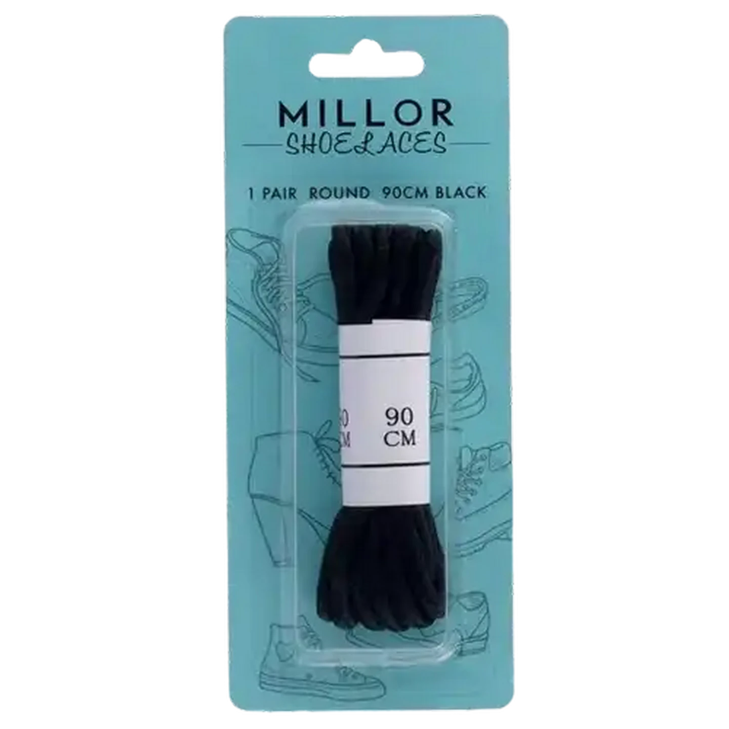 Image of Millor Black Round Shoelaces 90cm