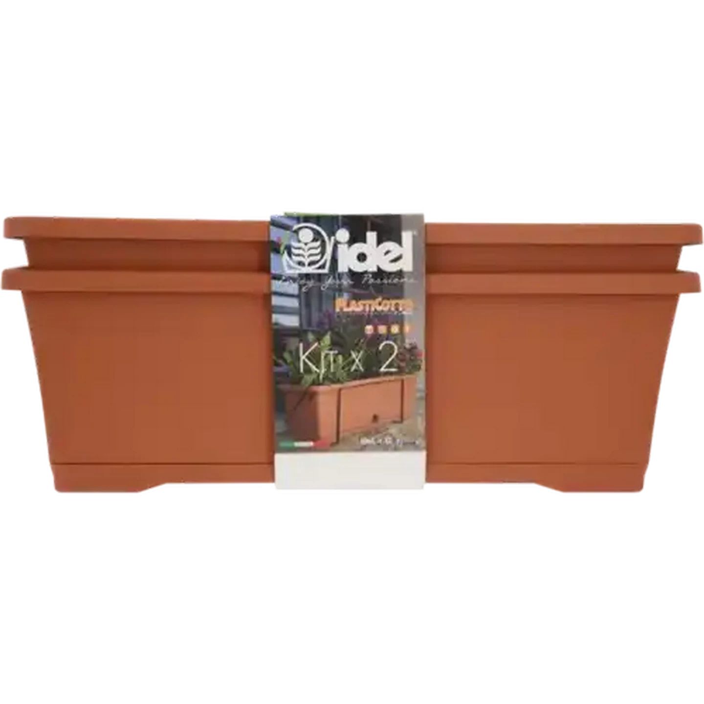 Image of Idel Burnt Orange Plasticotto Balcony Planter Set 2 Piece