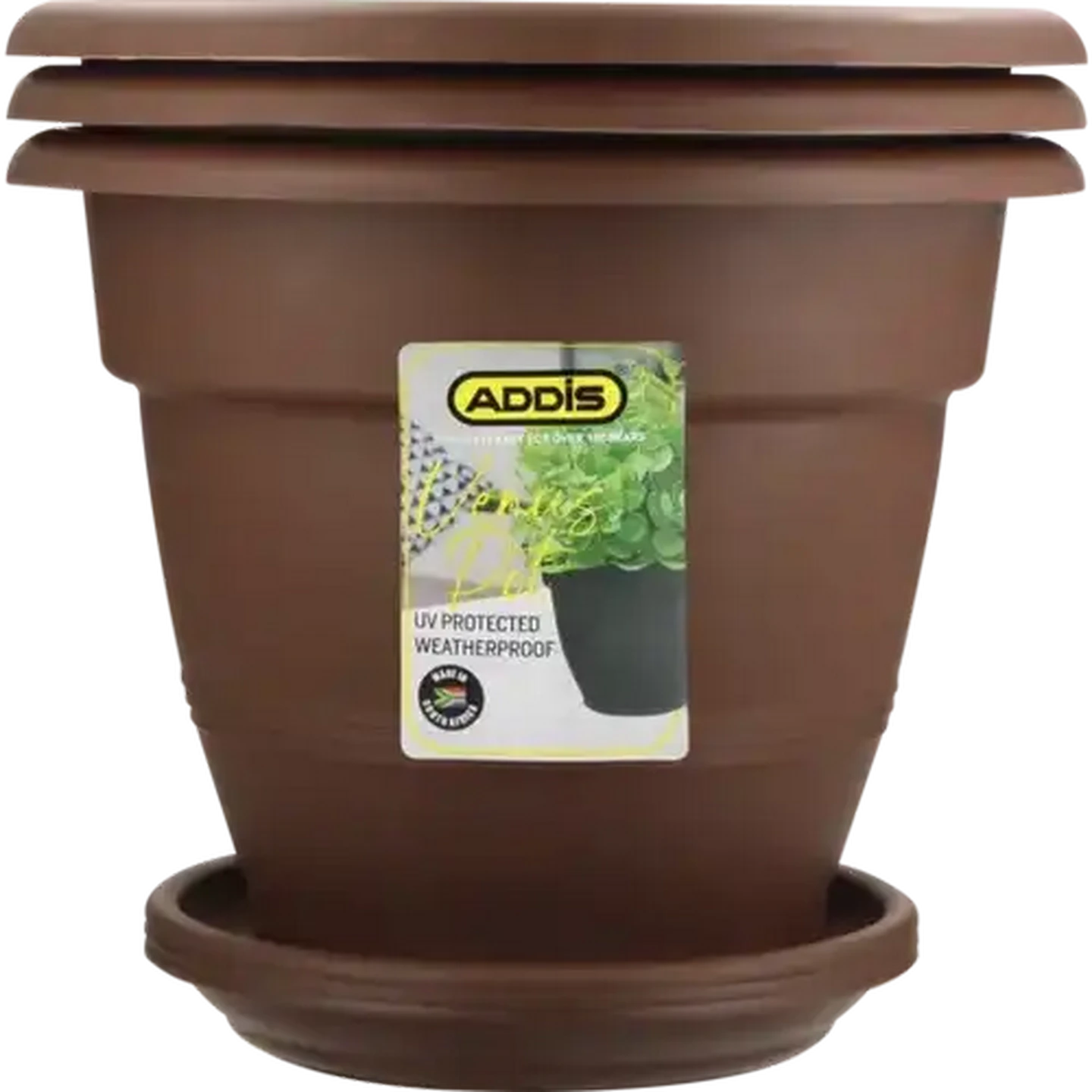Image of ADDIS Brown Venus Plant Pot & Saucer Set 6-Piece