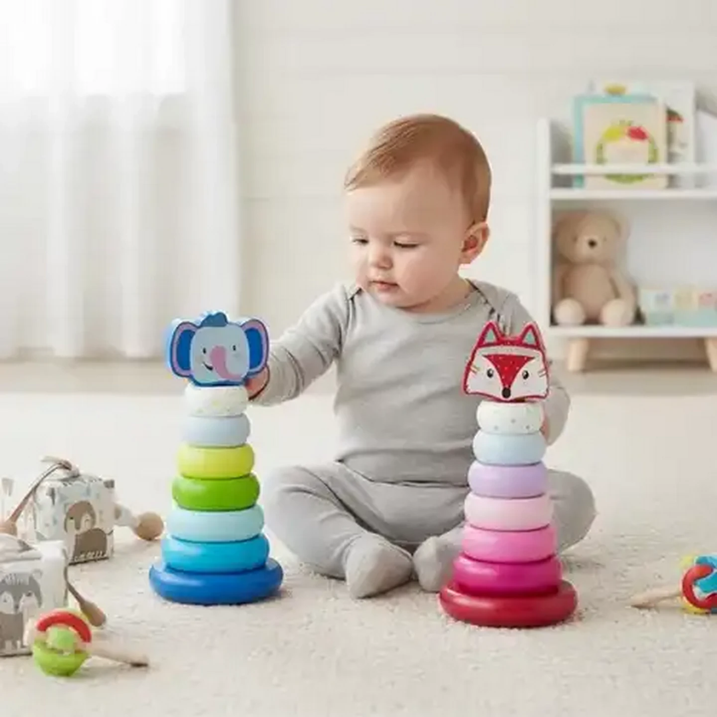 Image of Jolly Tots Wood Animal Stack Toy 12 Months + (Type May Vary)