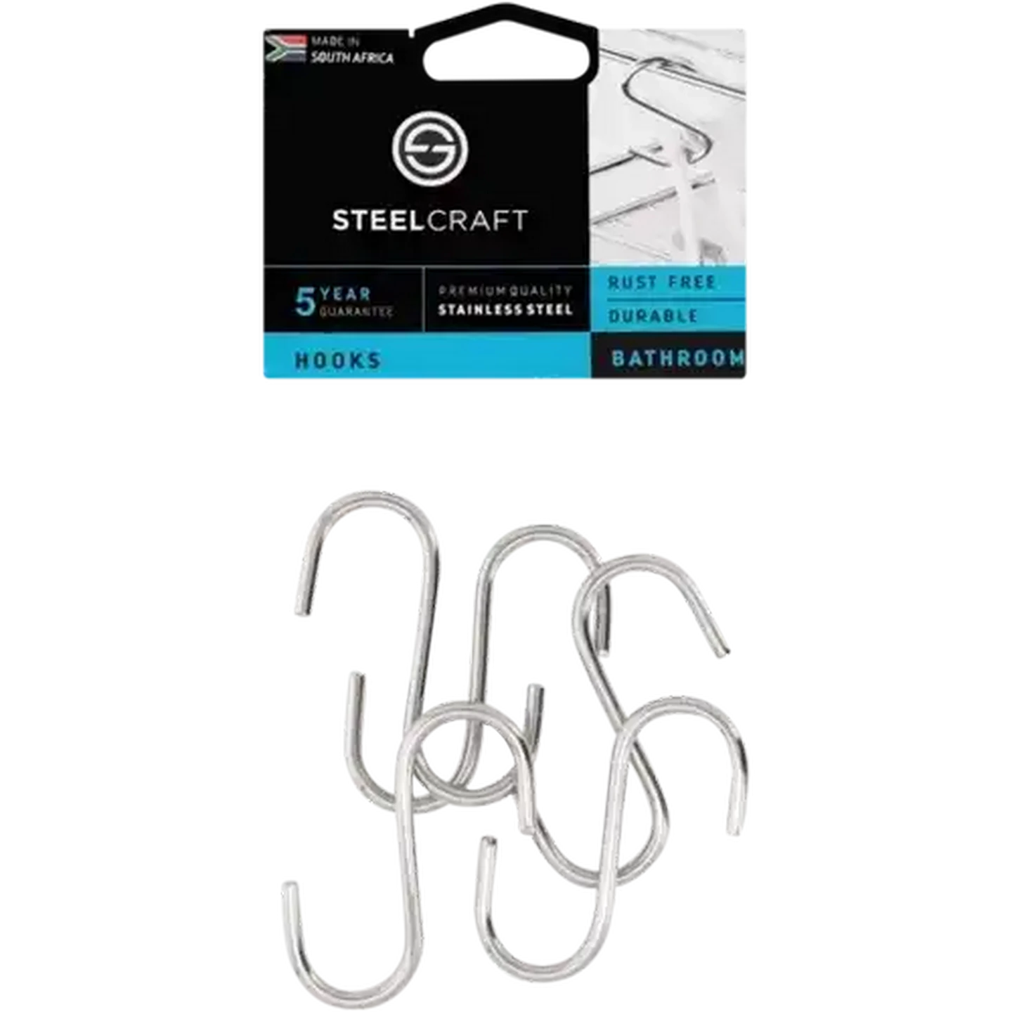 Image of Steelcraft Stainless Steel Bathroom Hooks 5 Pieces