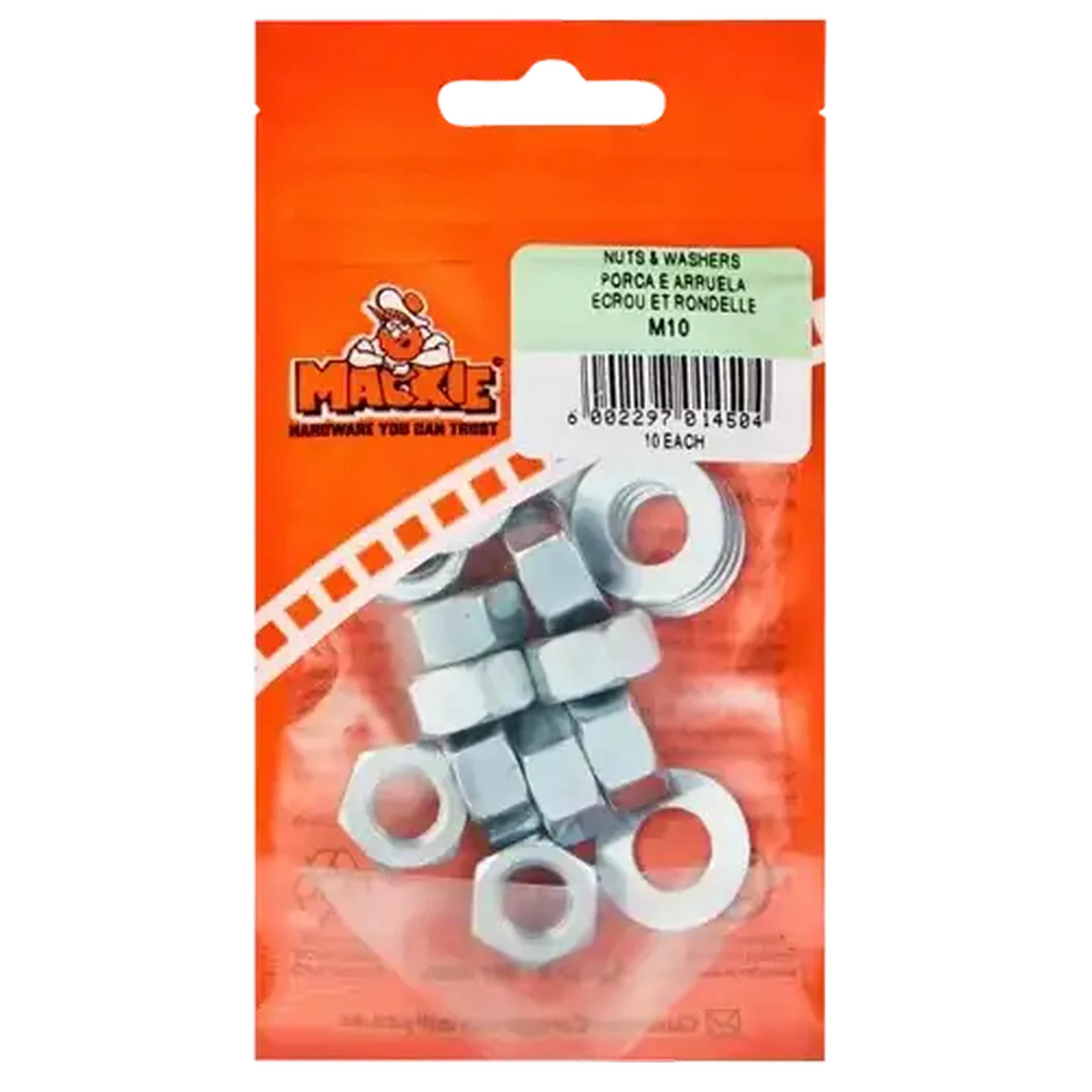 Image of Mackie Nut & Washer M10 10 Piece