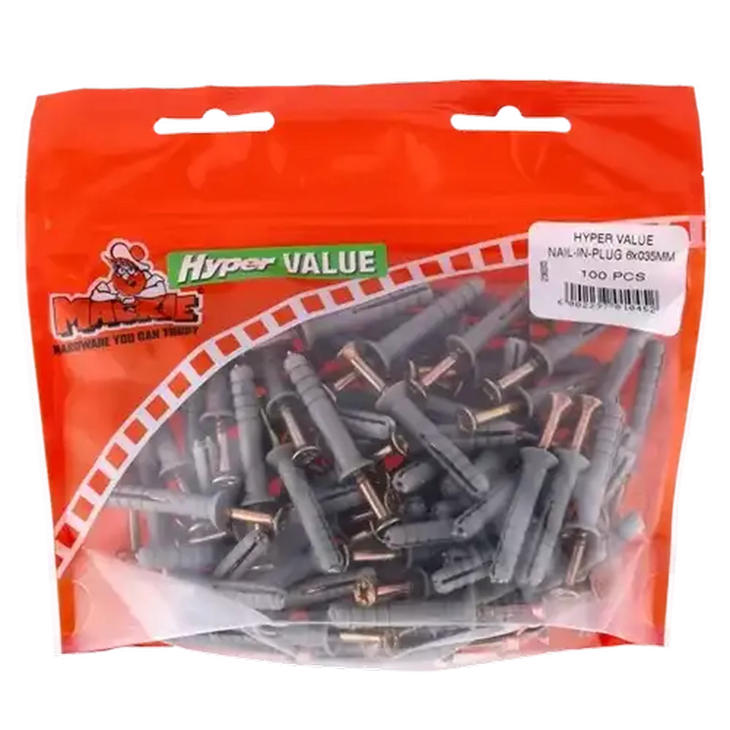 Image of Mackie Nail In Plug 6 x 35mm 100 Piece