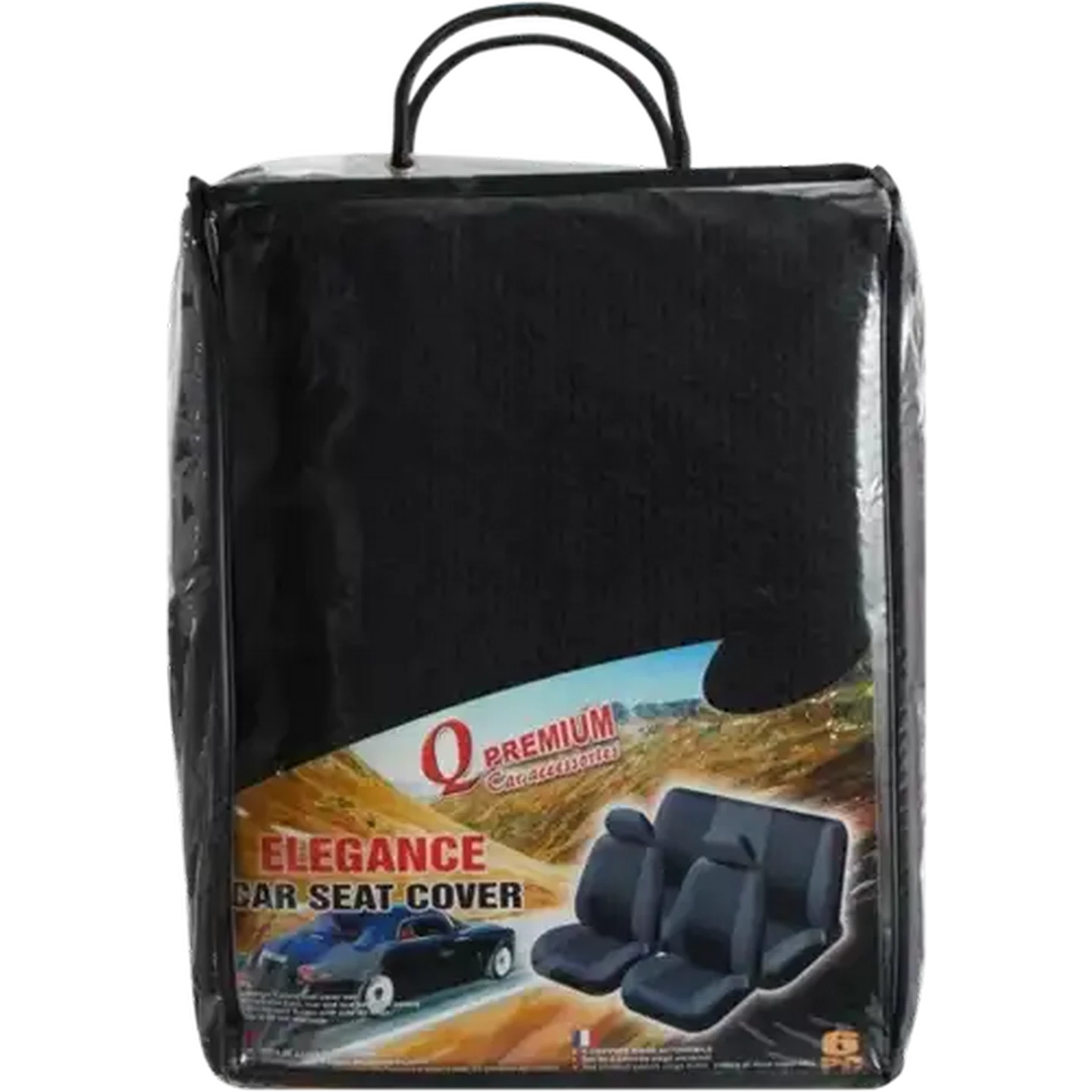 Image of Q Premium Black Elegance Car Seat Covers 6 Pieces