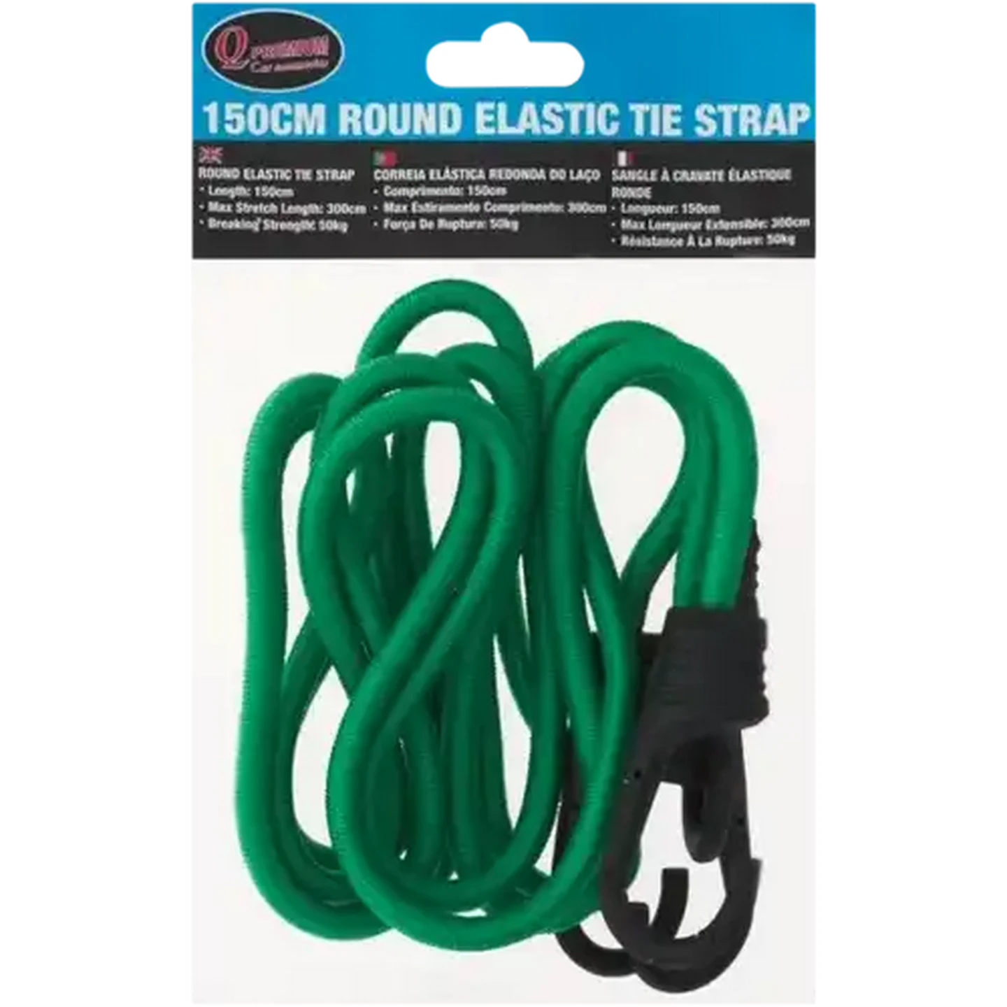 Image of Q Premium Green Round Elastic Tie Strap 1.5m