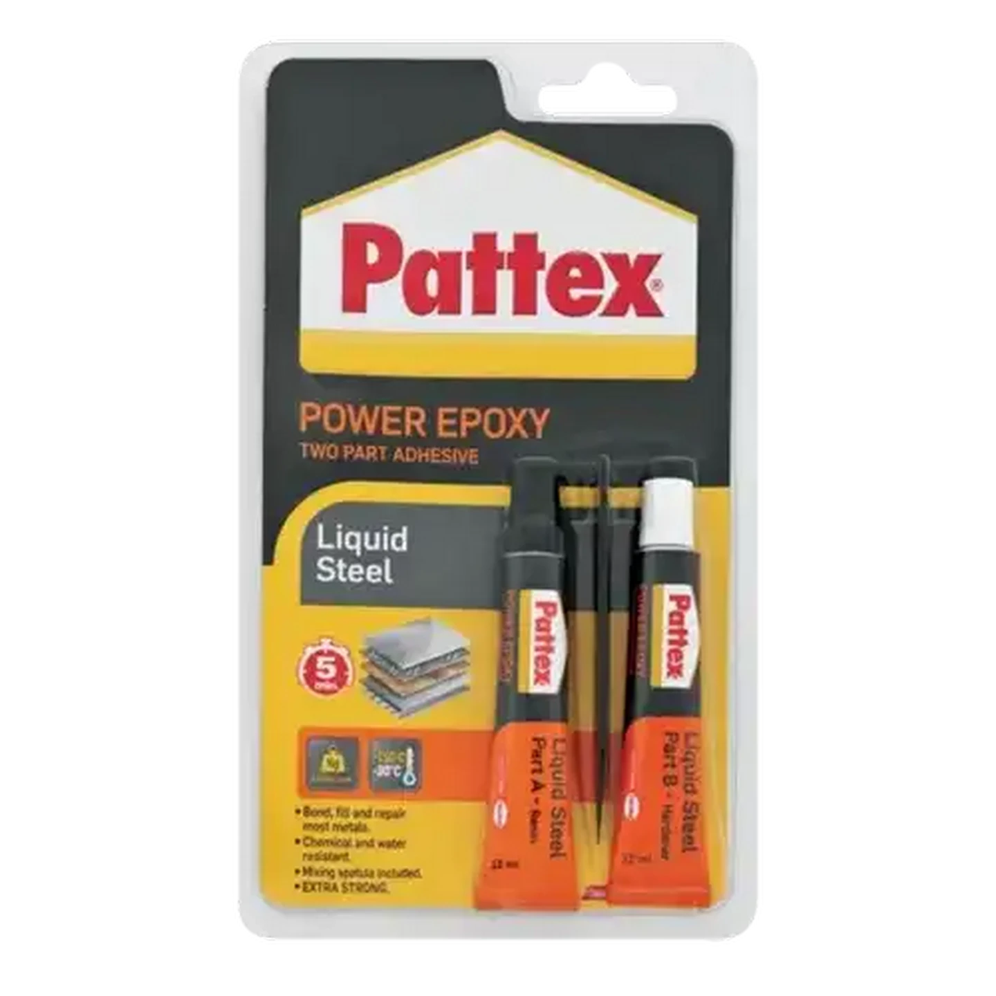 Image of Pattex Power Epoxy Liquid Steel Two Part Adhesive 22ml