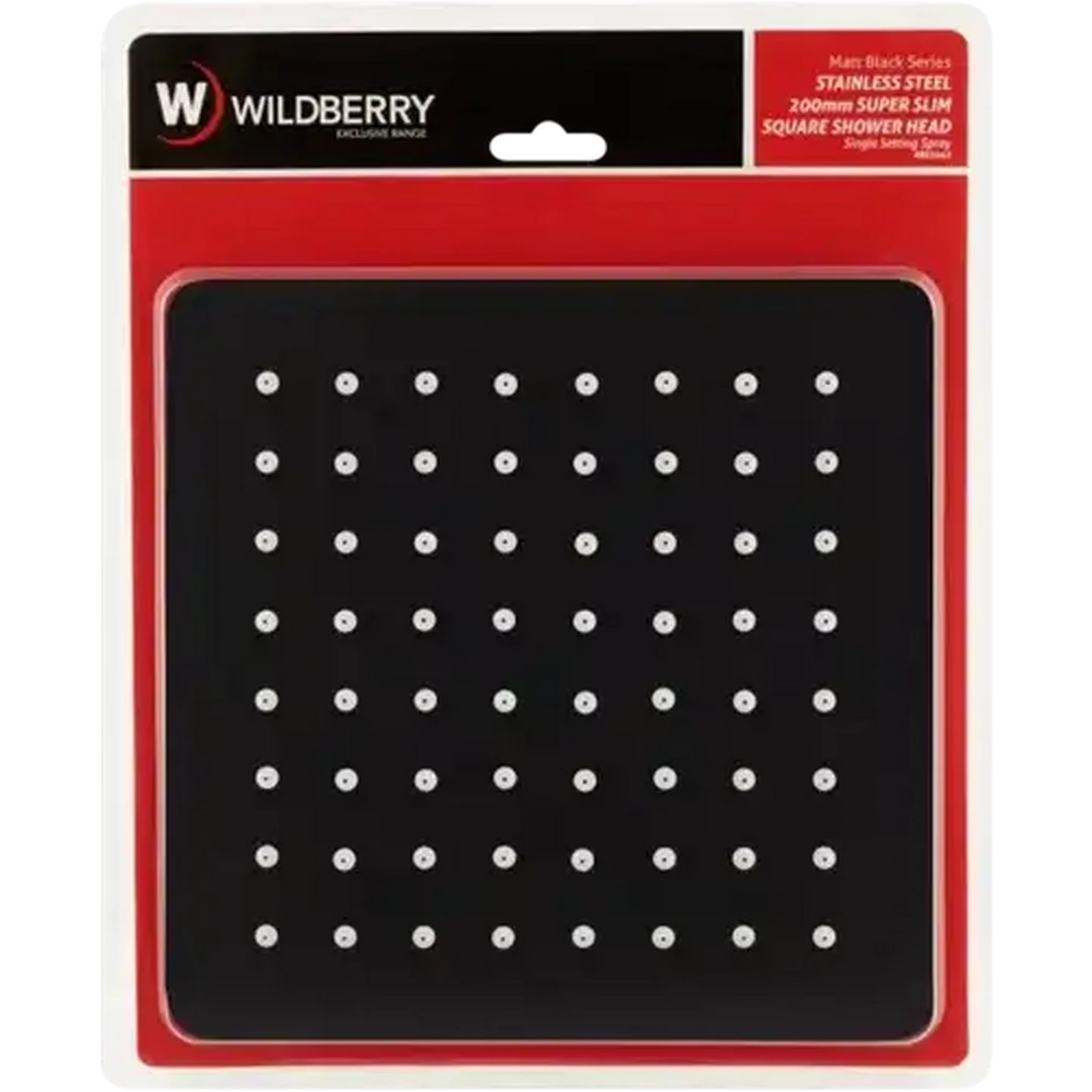 Image of Wildberry Matte Black Super Slim Square Shower Head 200mm