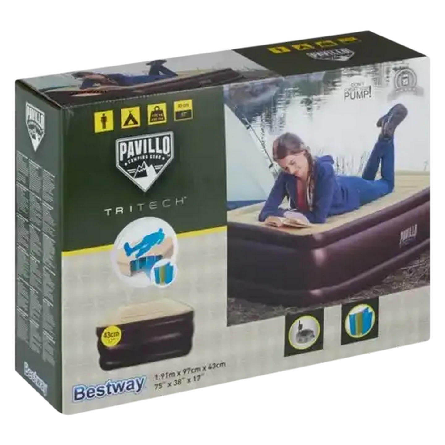 Image of Bestway Khaki Tritech Air Mattress Twin