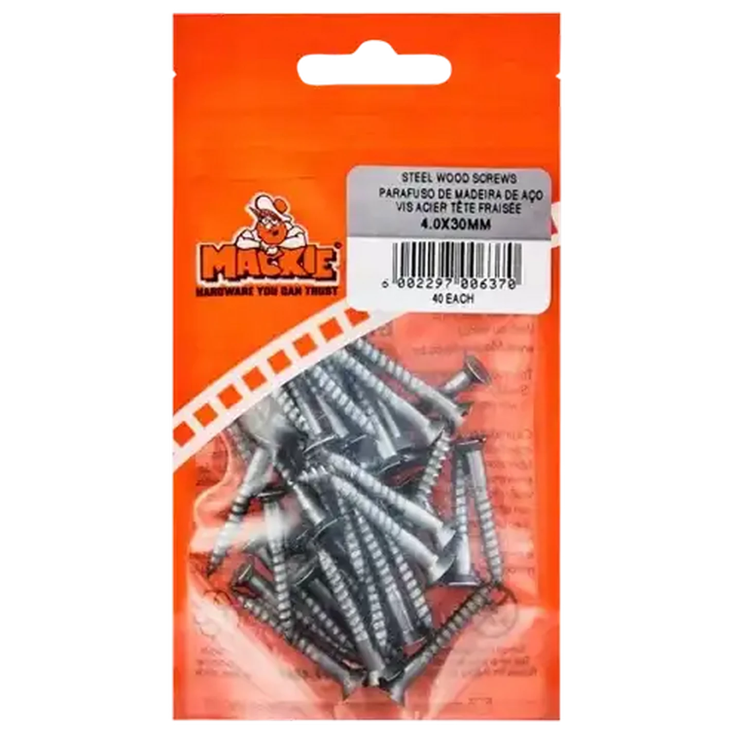 Image of Mackie Wood Screw Steel 4.0 x 30mm 20 Piece