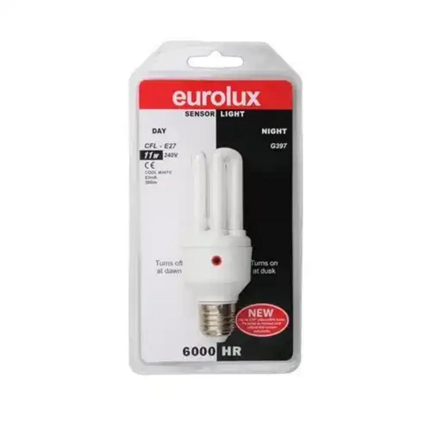 Image of Eurolux G397 Cool White Day/Night Sensor Globe CFL 3U E27 11W