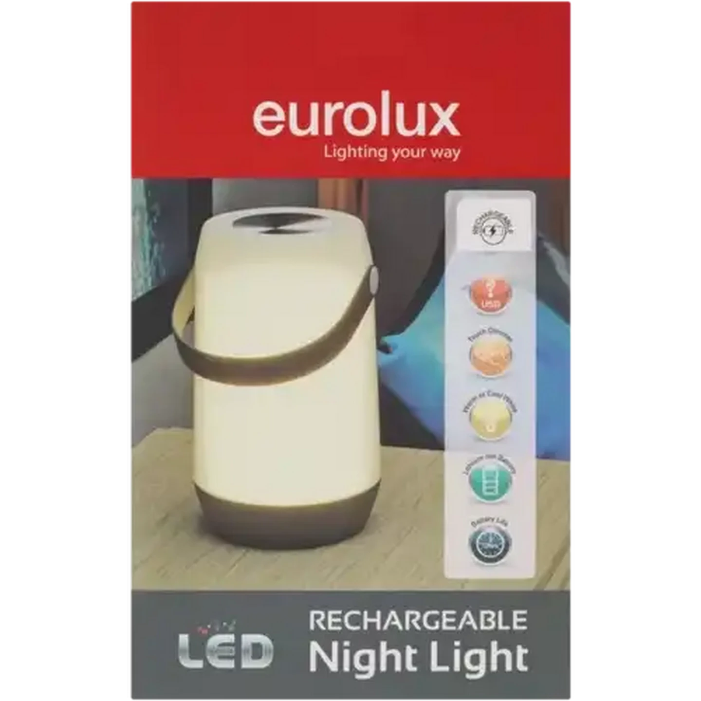 Image of Eurolux White & Grey LED Rechargeable Night Light